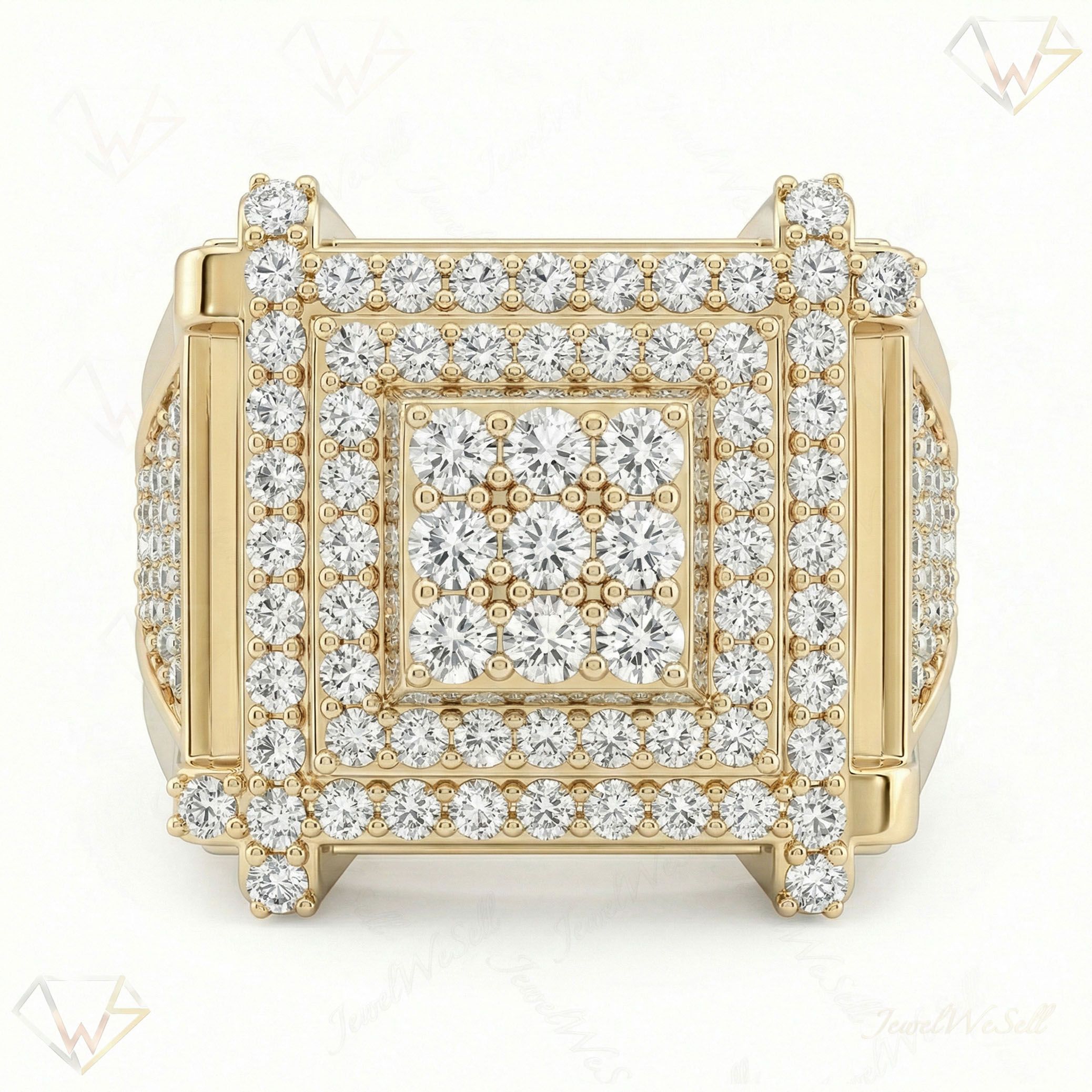 3.10 ct EF VS Lab Grown Diamond Mens Statement Ring in 10k Yellow Gold _ Sz0850 101868