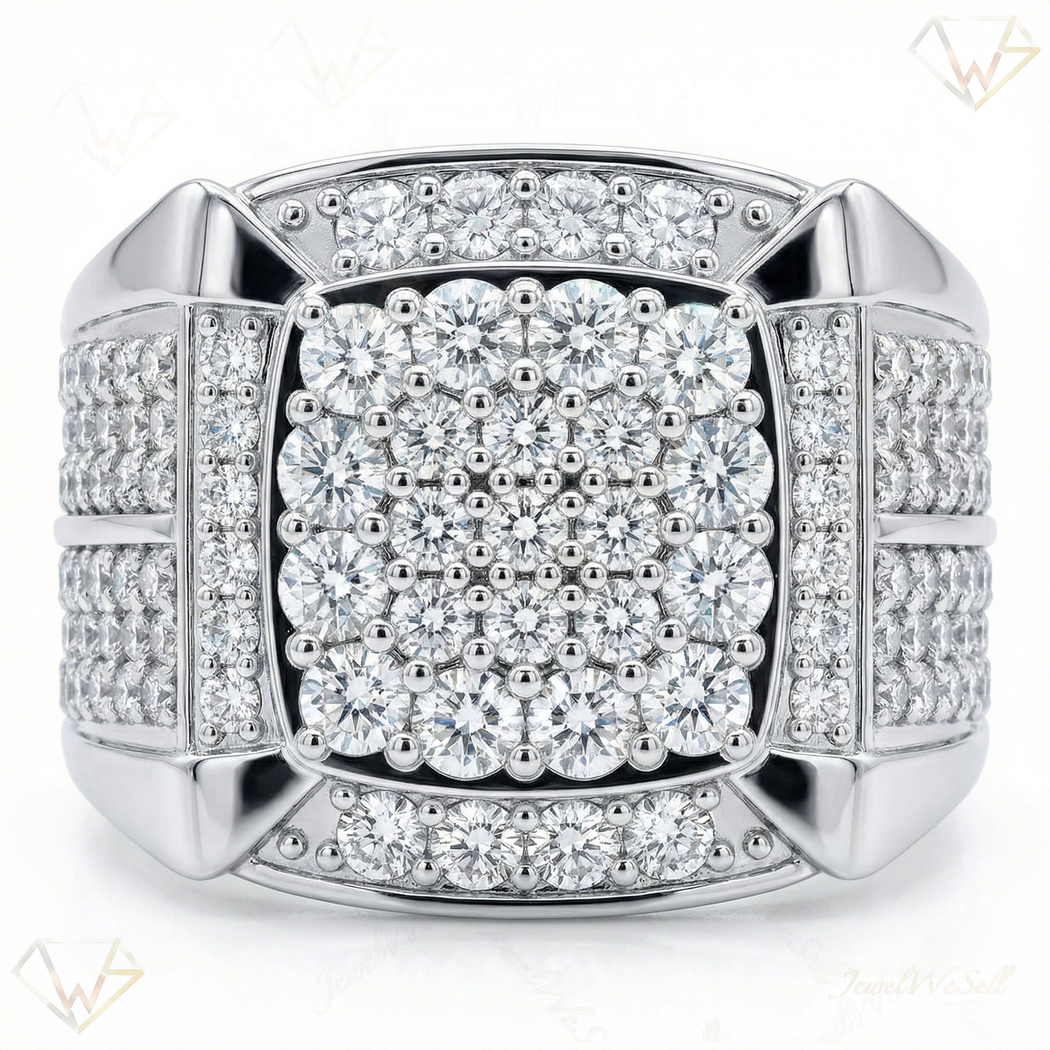 2.50 ct EF VS Lab Grown Diamond Mens Statement Ring in 10k White Gold _ Sz0875 101871