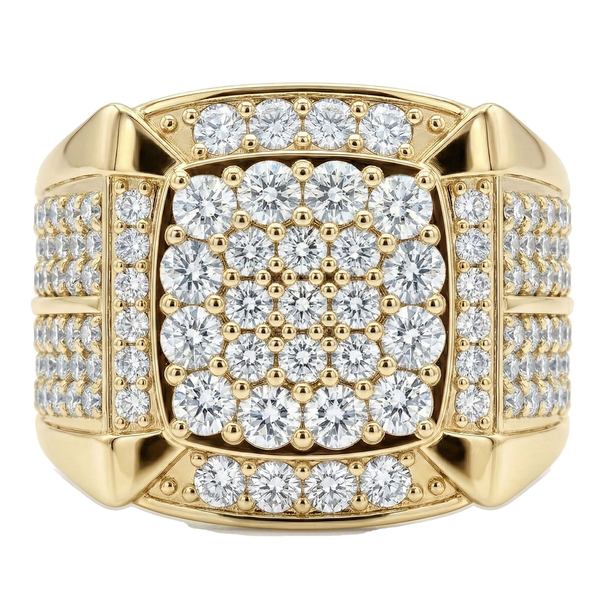 2.50 ct EF VS Lab Grown Diamond Mens Statement Ring in 14k Yellow Gold _ Sz0850 101871