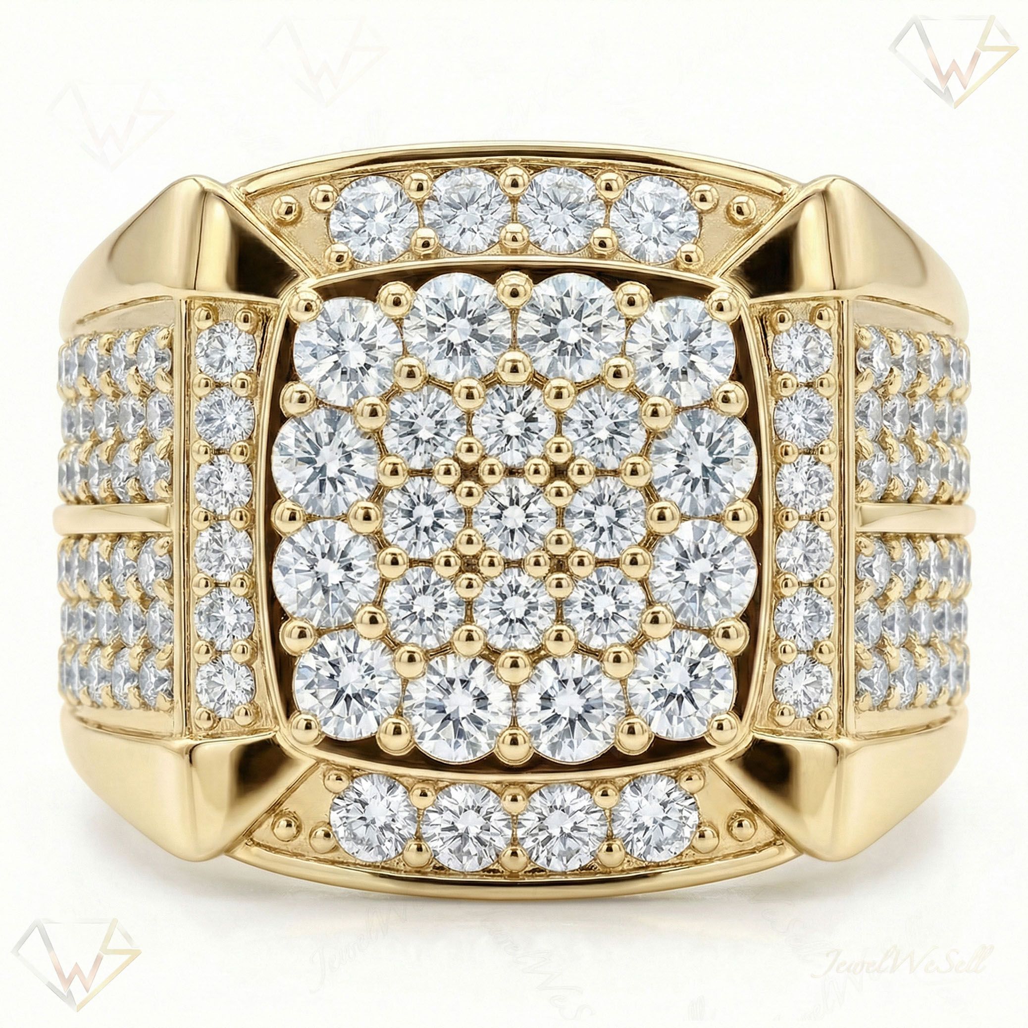2.50 ct EF VS Lab Grown Diamond Mens Statement Ring in 10k Yellow Gold _ Sz1050 101871