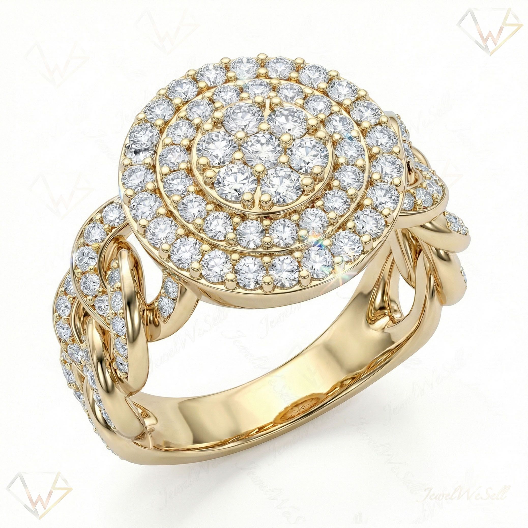 2.15 ct EF VS Lab Grown Diamond Mens Statement Ring in 14k Yellow Gold _ Sz1175 101915