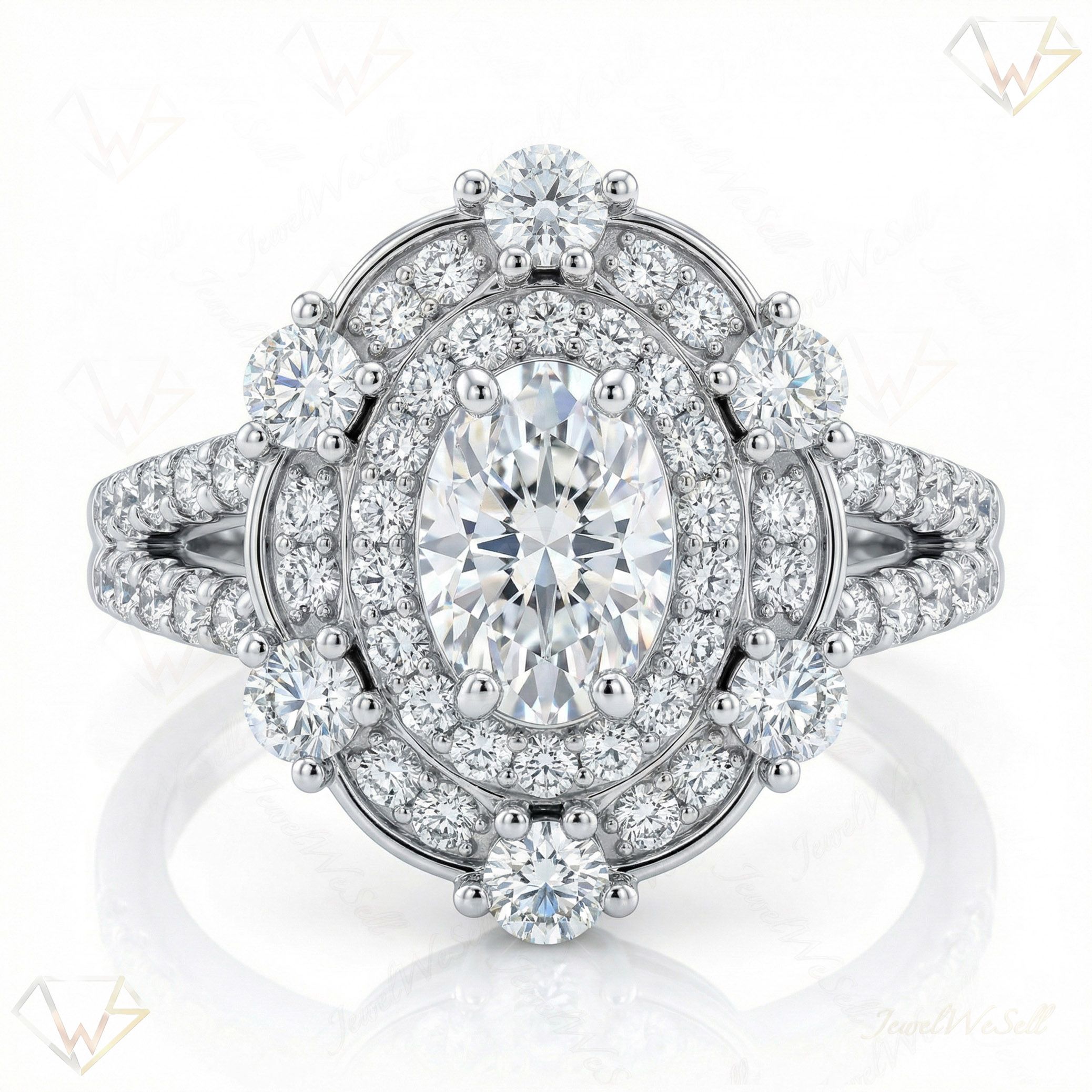 1.33 ct EF VS Lab Grown Diamond Halo Engagement Ring in 10k White Gold _ Sz0700 102056