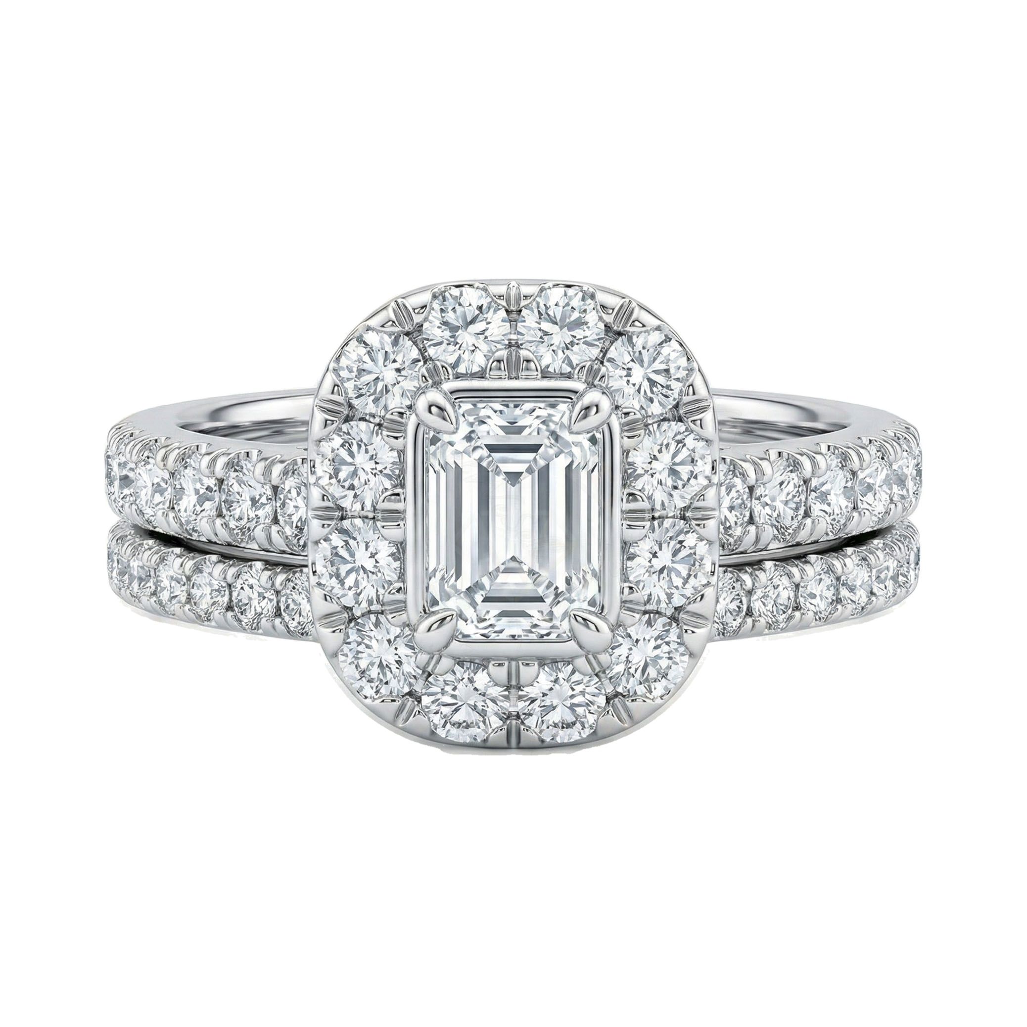0.90 ct EF VS Lab Grown Diamond Halo Engagement Set in 10k White Gold _ Sz0450 102059