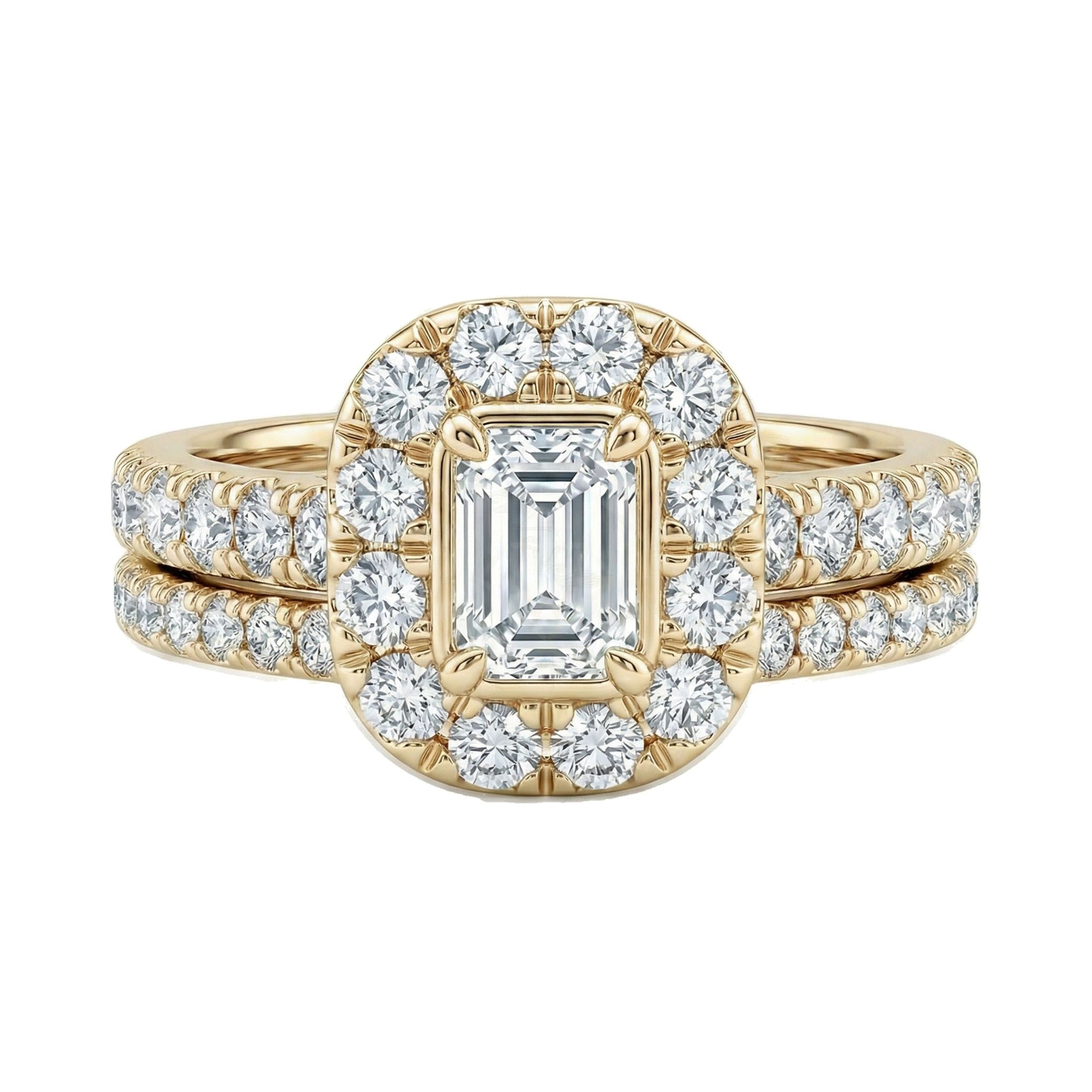 0.90 ct EF VS Lab Grown Diamond Halo Engagement Set in 10k Yellow Gold _ Sz0525 102059