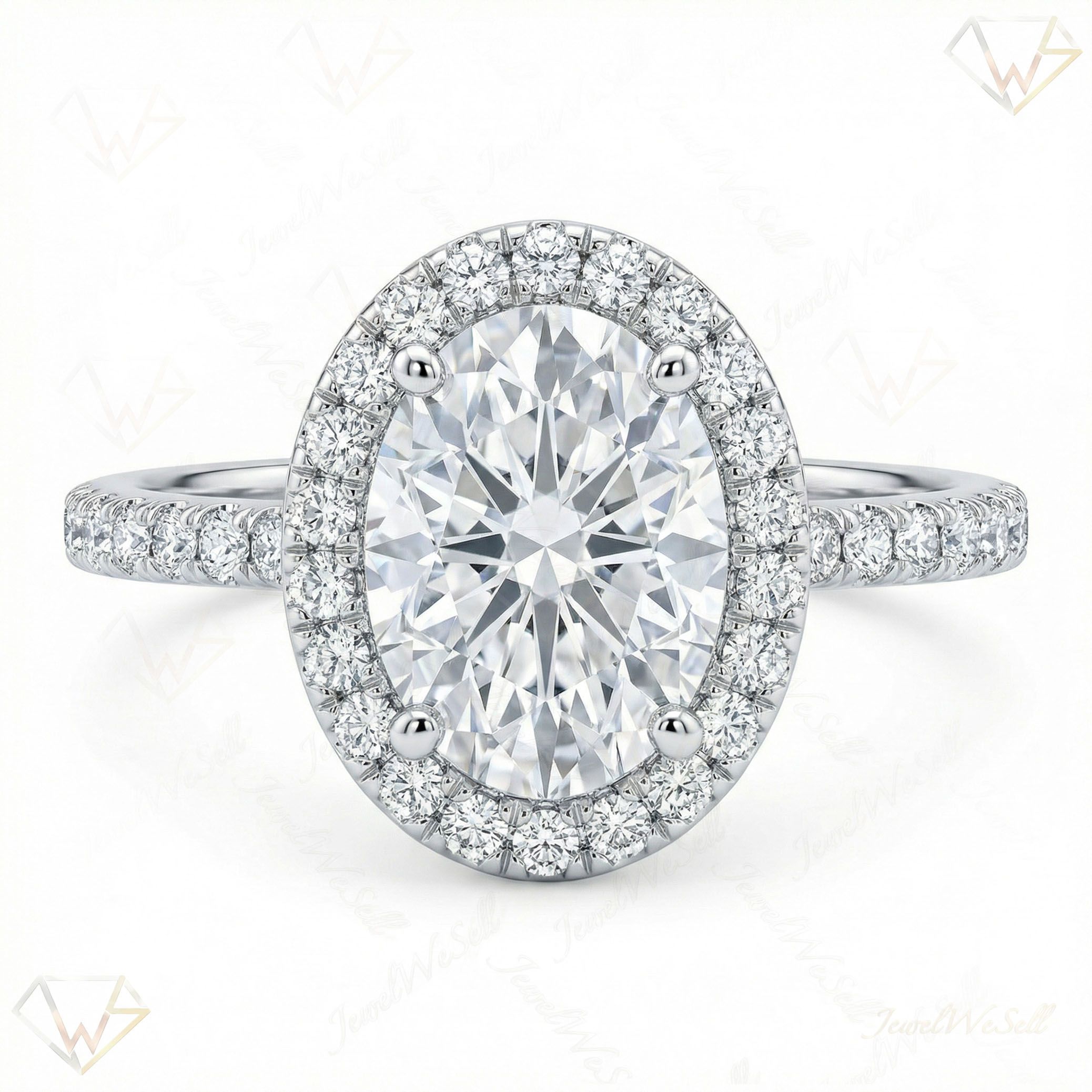 1.50 ct EF VS Lab Grown Diamond Halo Engagement Ring in 10k White Gold _ Sz0700 102060