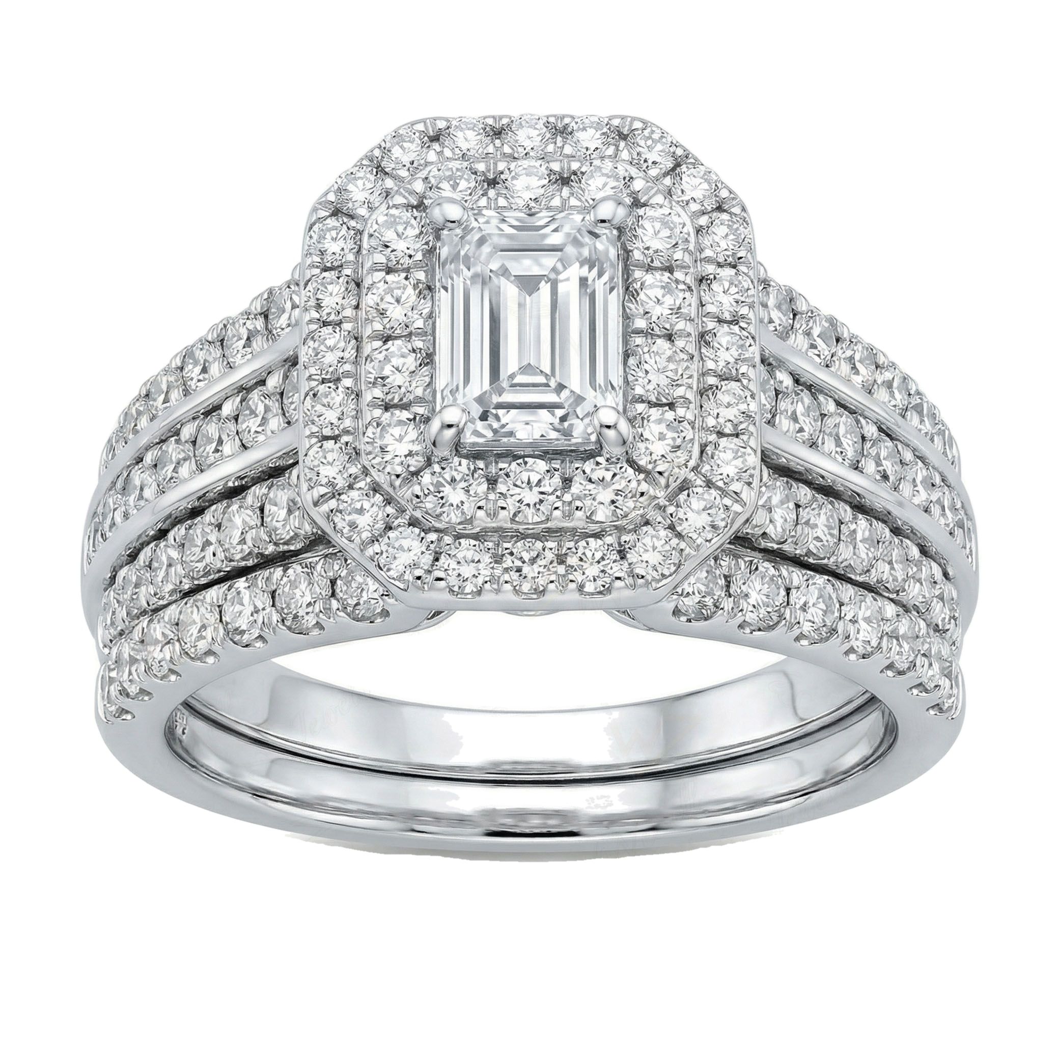 1.33 ct EF VS Moissanite Halo Engagement Set in 925 Sterling SIlver _ Sz0400 102063