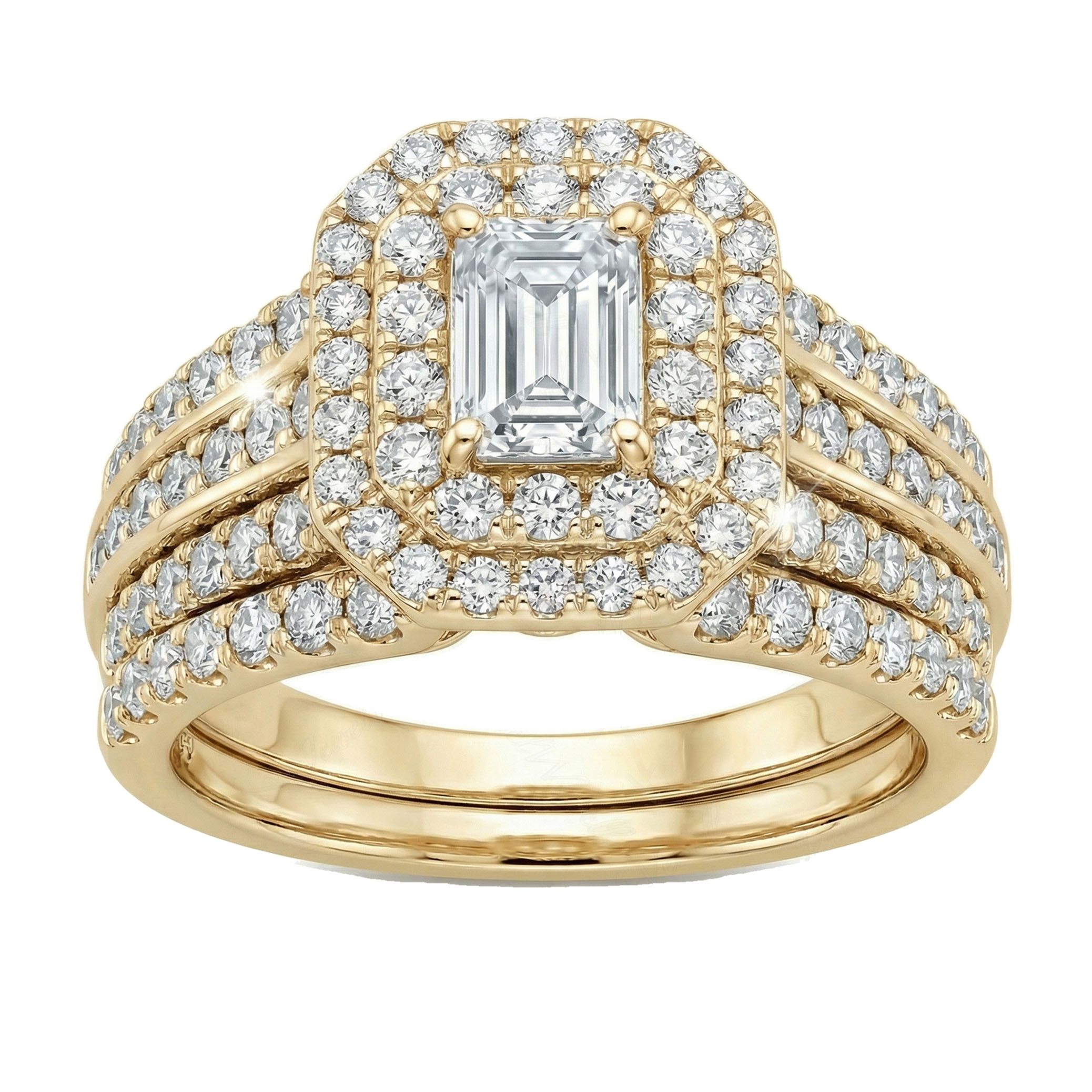 1.33 ct EF VS Lab Grown Diamond Halo Engagement Set in 10k Yellow Gold _ Sz0600 102063