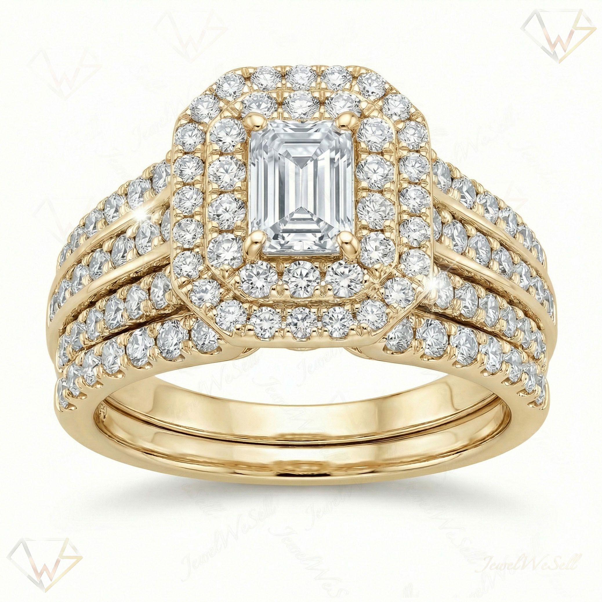 1.33 ct EF VS Lab Grown Diamond Halo Engagement Set in 10k Yellow Gold _ Sz0575 102063