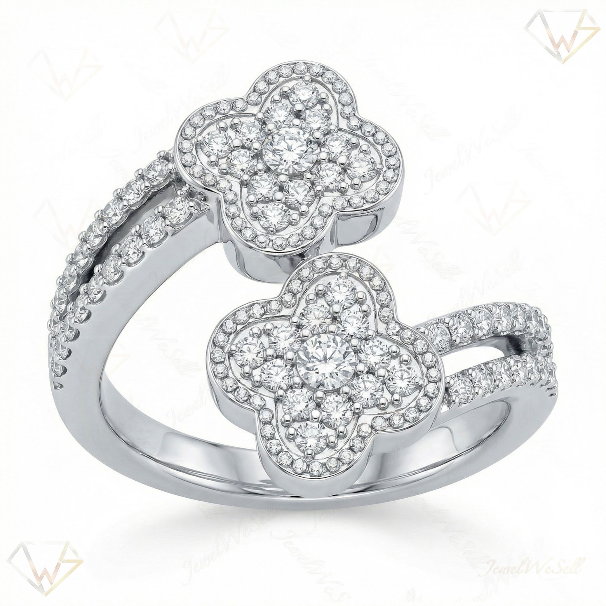 1.10 ct EF VS Lab Grown Diamond Fancy Ring in 10k White Gold _ Sz0475 102102