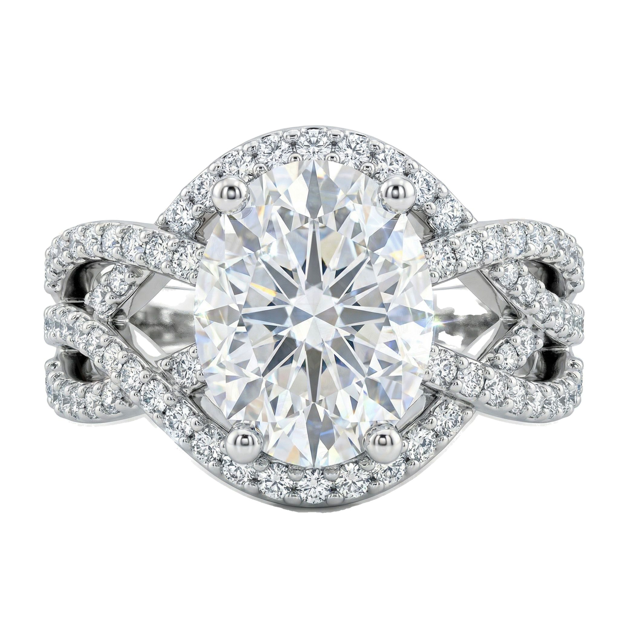 3.80 ct EF VS Lab Grown Diamond Solitaire with Accents Engagement Ring in 10k White Gold _ Sz0650 102107
