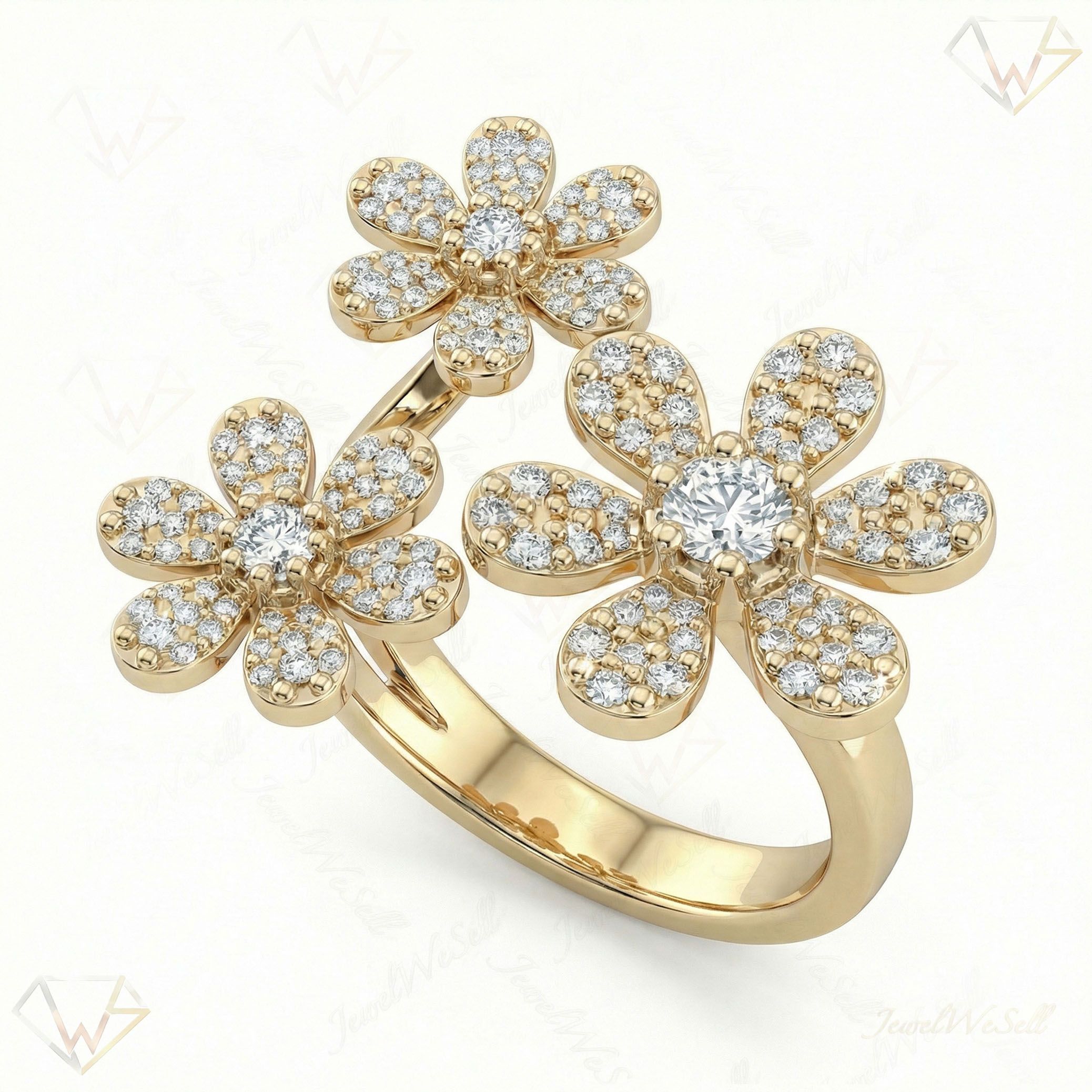 1.00 ct EF VS Lab Grown Diamond Fancy Ring in 14k Yellow Gold _ Sz0575 102113