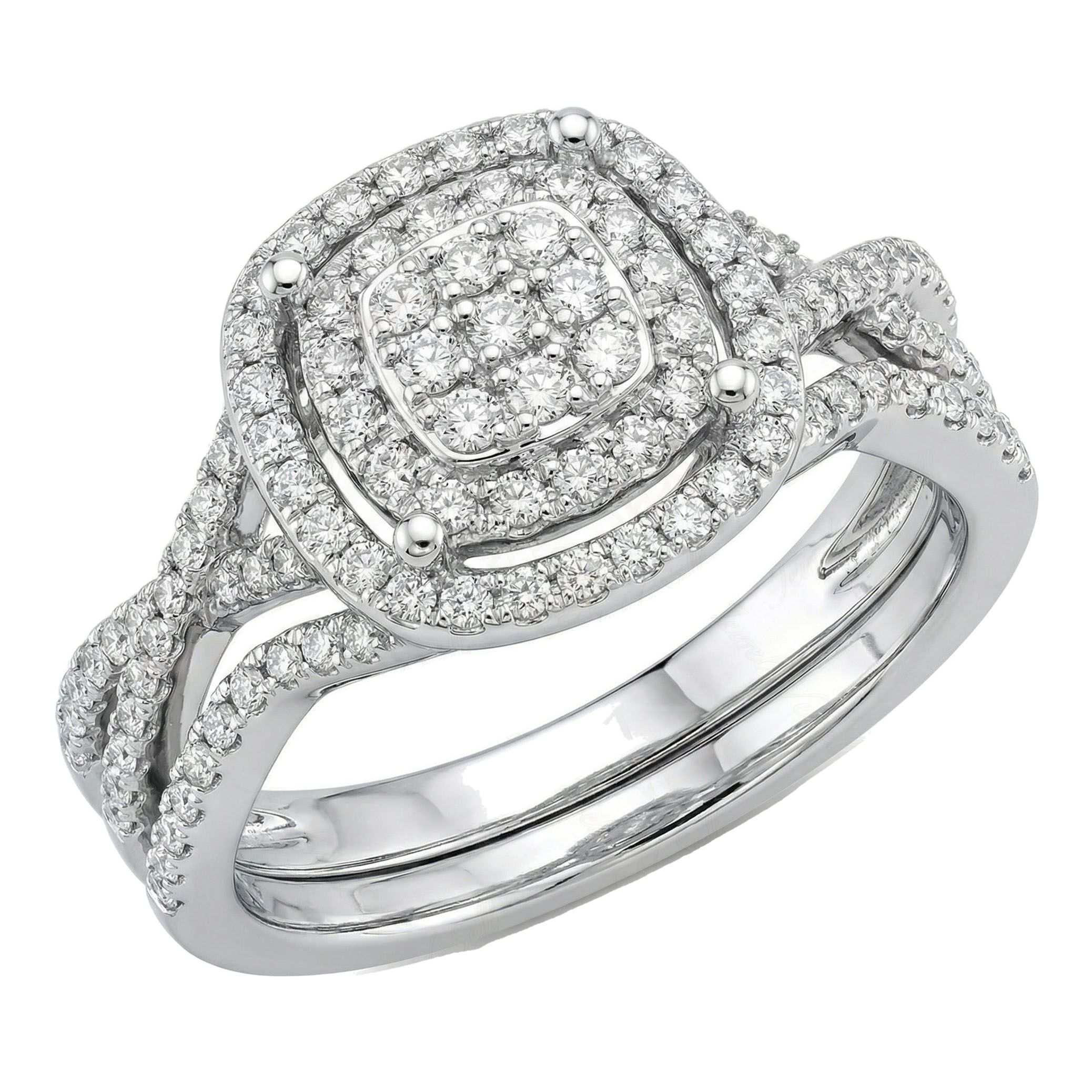 0.60 ct EF VS Lab Grown Diamond Square Shaped Cluster Engagement Set in 10k White Gold _ Sz0875 102193