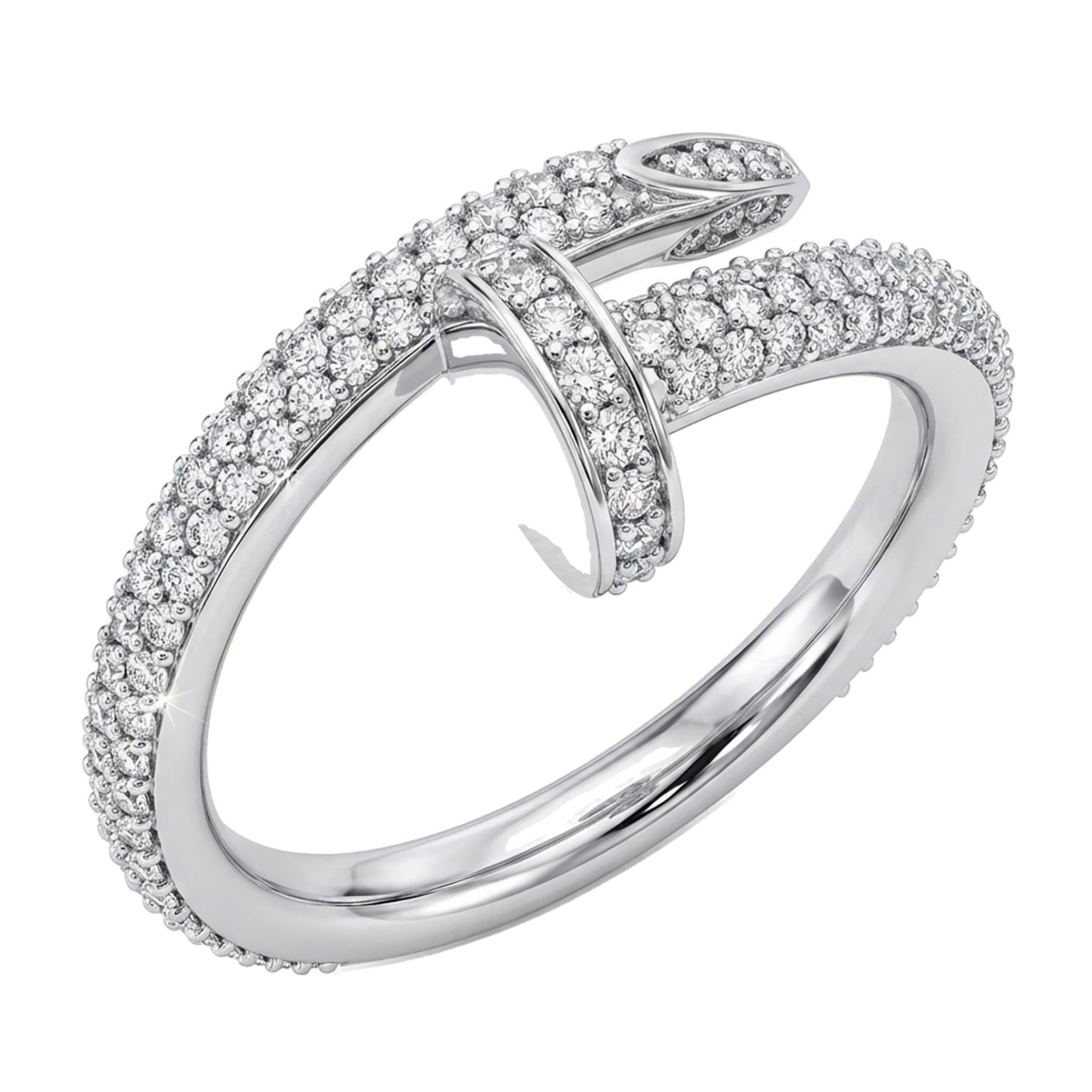 3.80 ct EF VS Lab Grown Diamond Fancy Ring in 14k White Gold _ Sz0875 102213