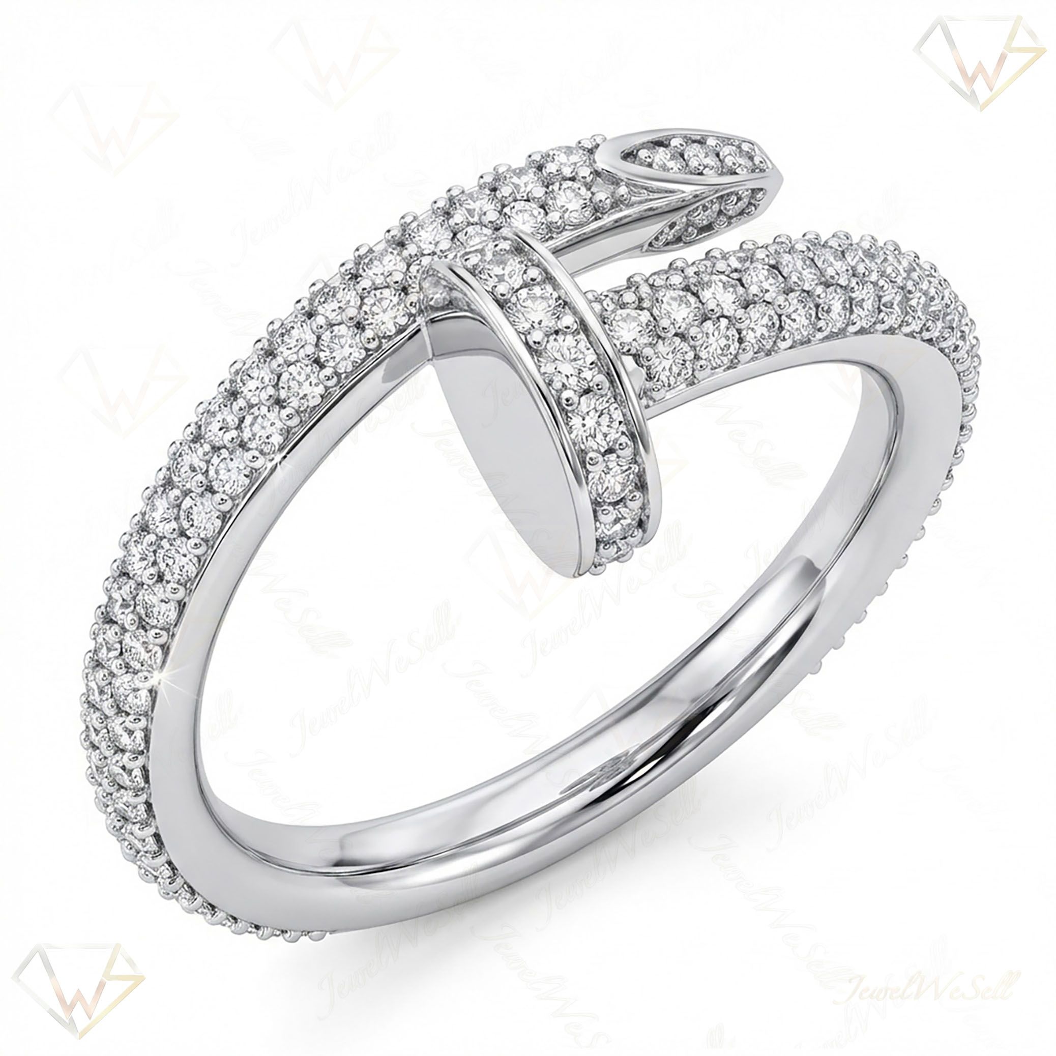 3.80 ct EF VS Lab Grown Diamond Fancy Ring in 14k White Gold _ Sz0500 102213