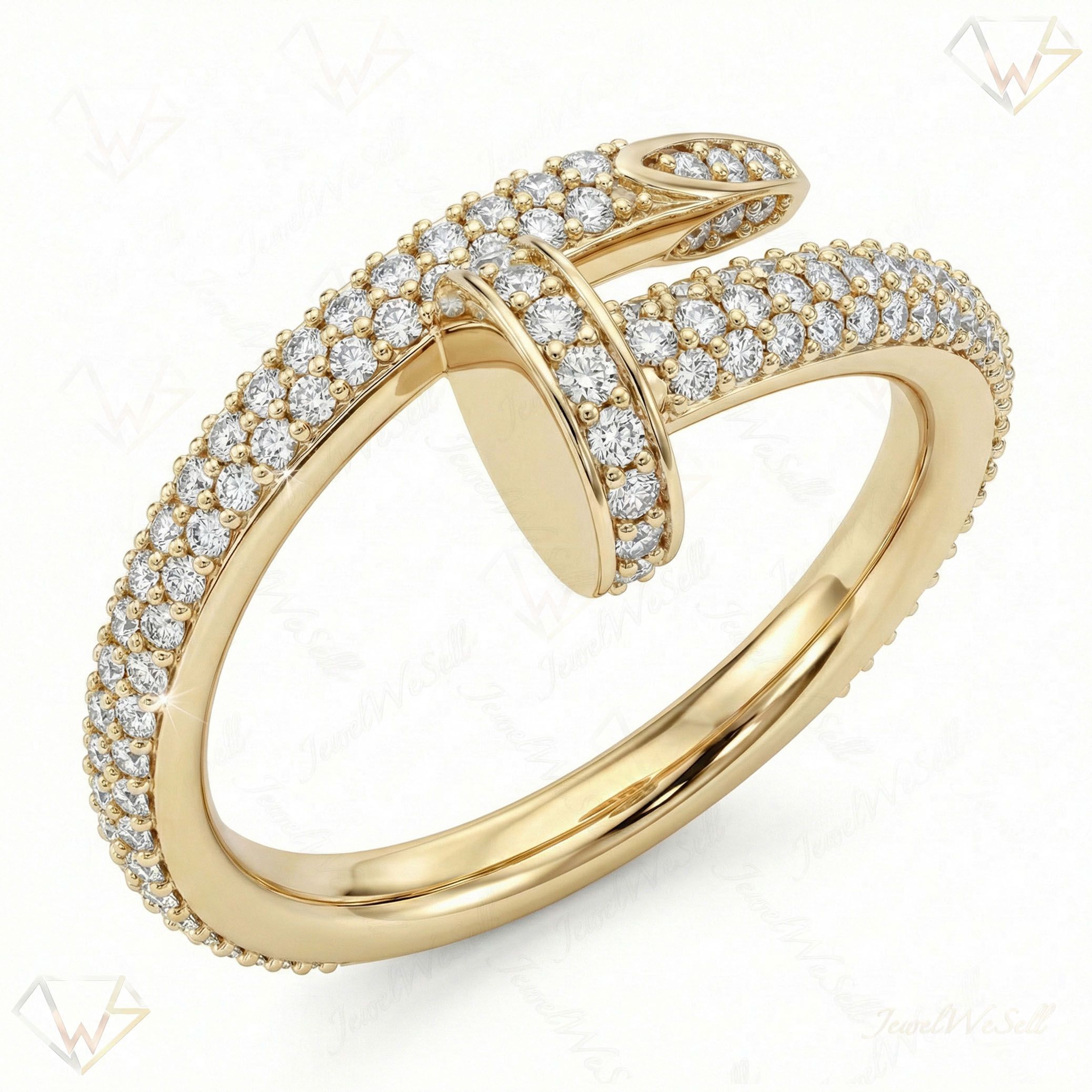 3.80 ct EF VS Lab Grown Diamond Fancy Ring in 14k Yellow Gold _ Sz0525 102213