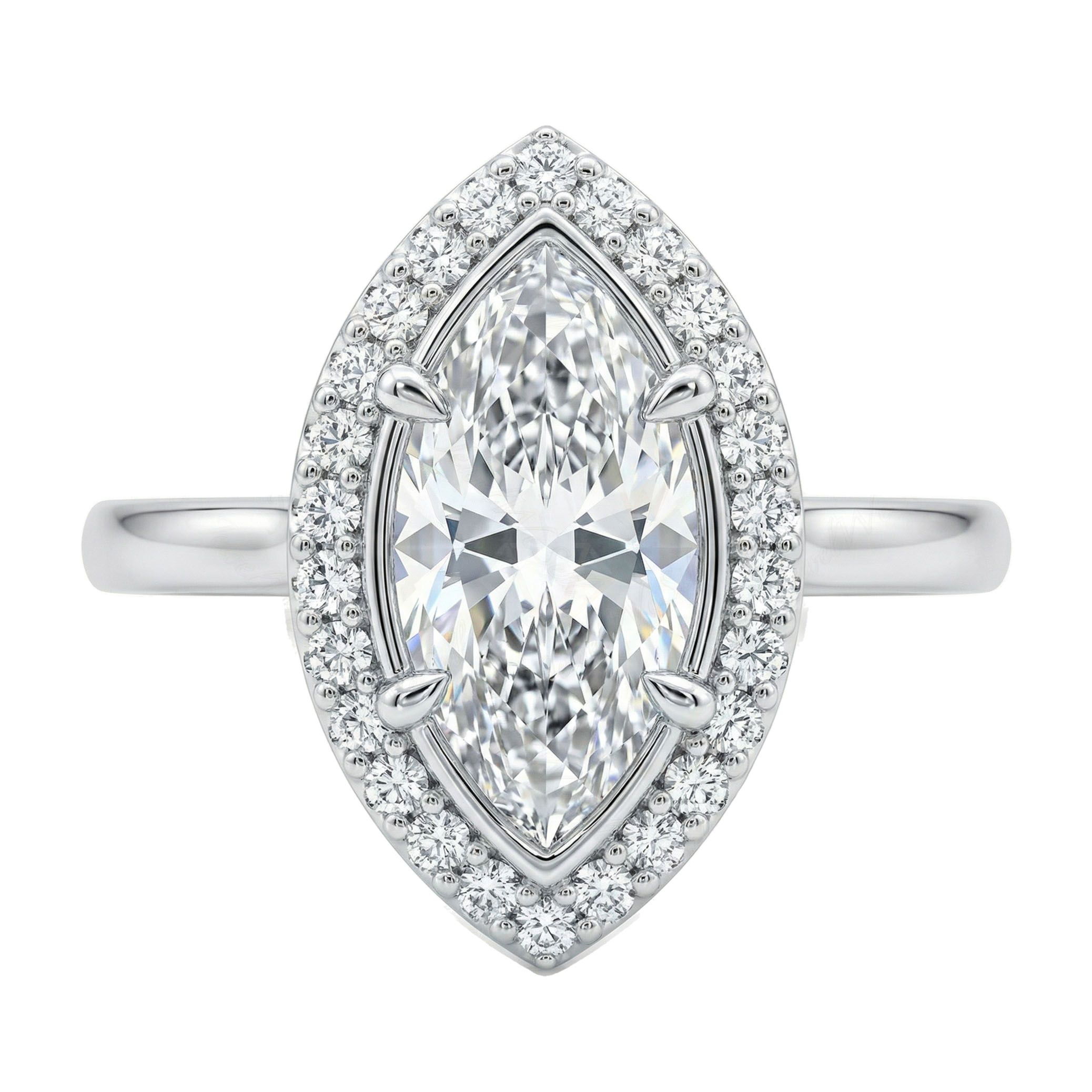 1.50 ct EF VS Lab Grown Diamond Halo Engagement Ring in 14k White Gold _ Sz0575 102246