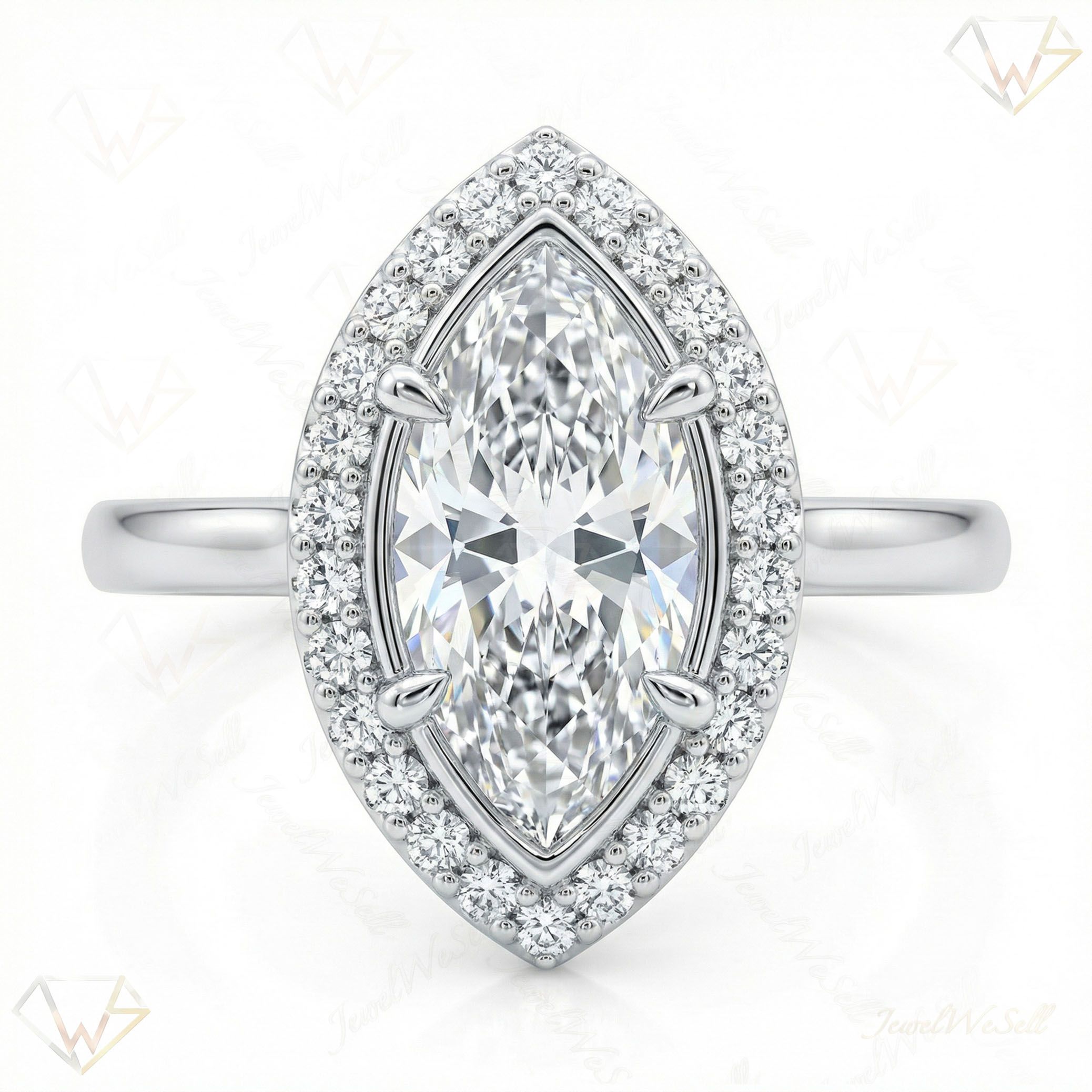1.50 ct EF VS Lab Grown Diamond Halo Engagement Ring in 10k White Gold _ Sz0775 102246