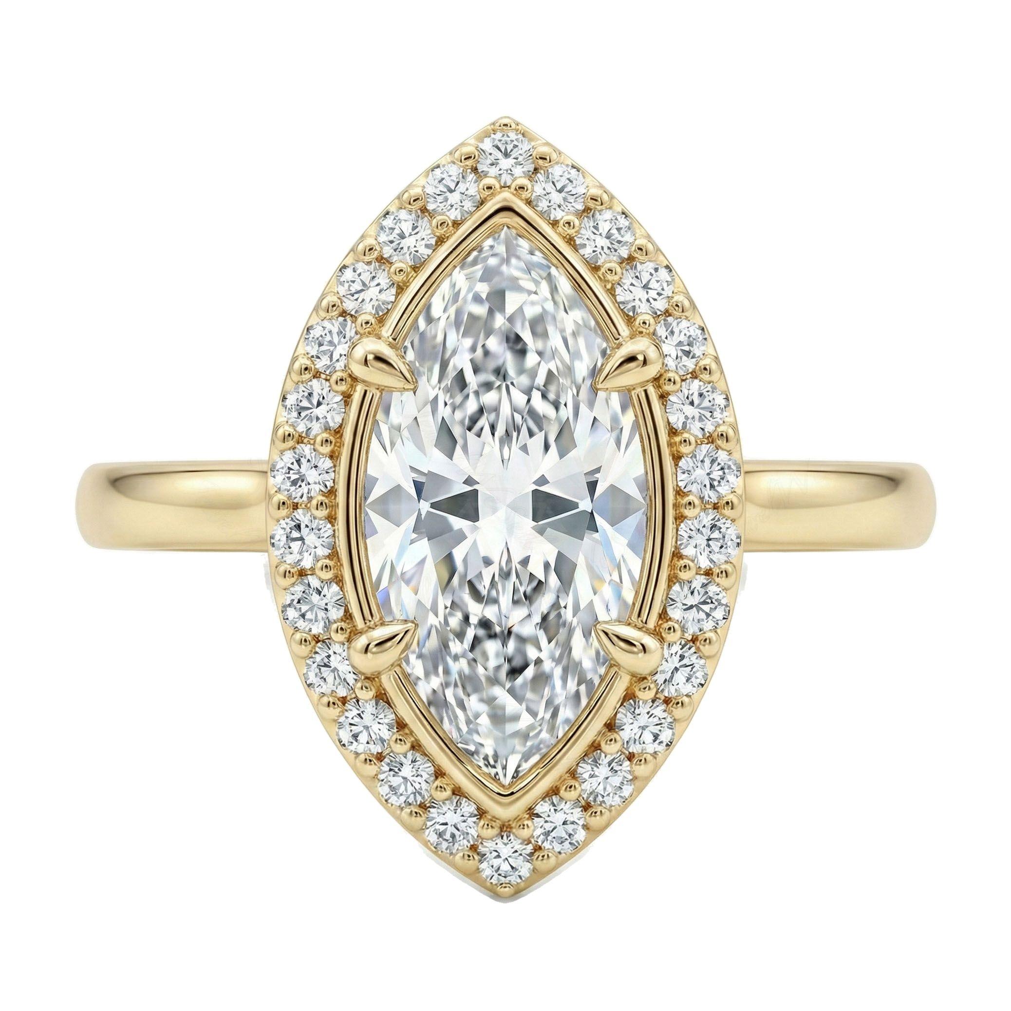 1.50 ct EF VS Lab Grown Diamond Halo Engagement Ring in 10k Yellow Gold _ Sz0525 102246
