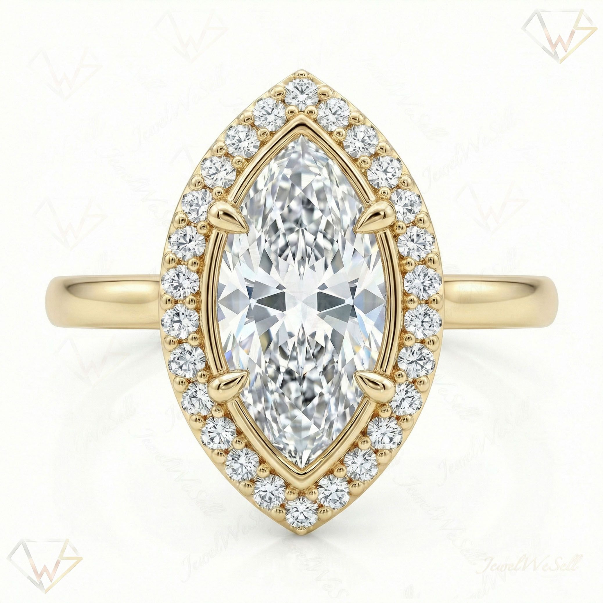 1.50 ct EF VS Lab Grown Diamond Halo Engagement Ring in 10k Yellow Gold _ Sz0650 102246