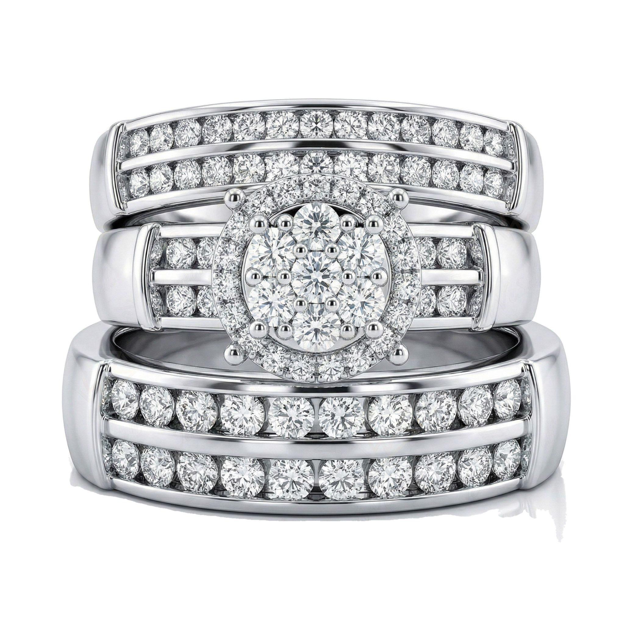 0.90 ct EF VS Lab Grown Diamond Trio Set in 14k White Gold _ Sz0875 102295