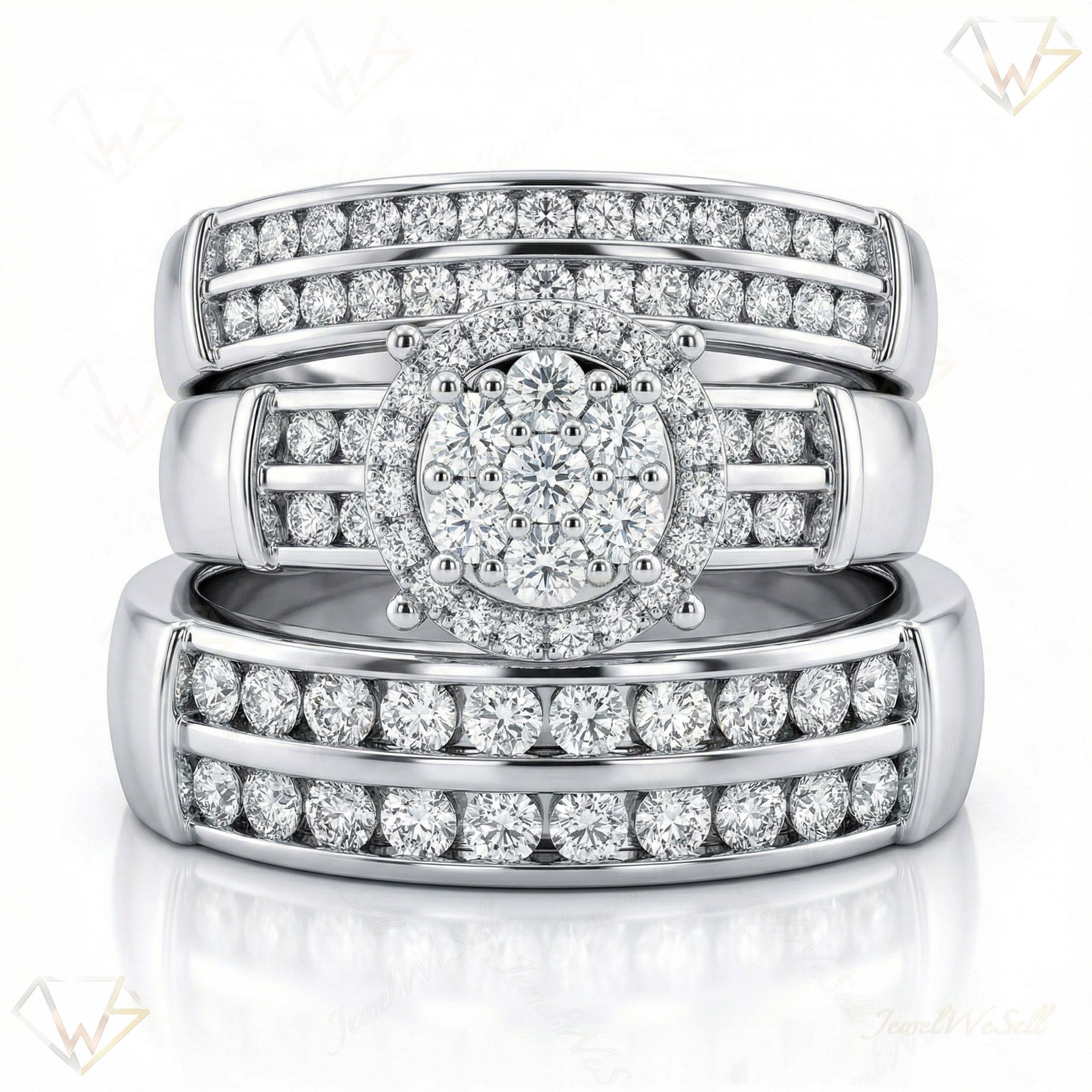 0.90 ct EF VS Lab Grown Diamond Trio Set in 10k White Gold _ Sz0475 102295