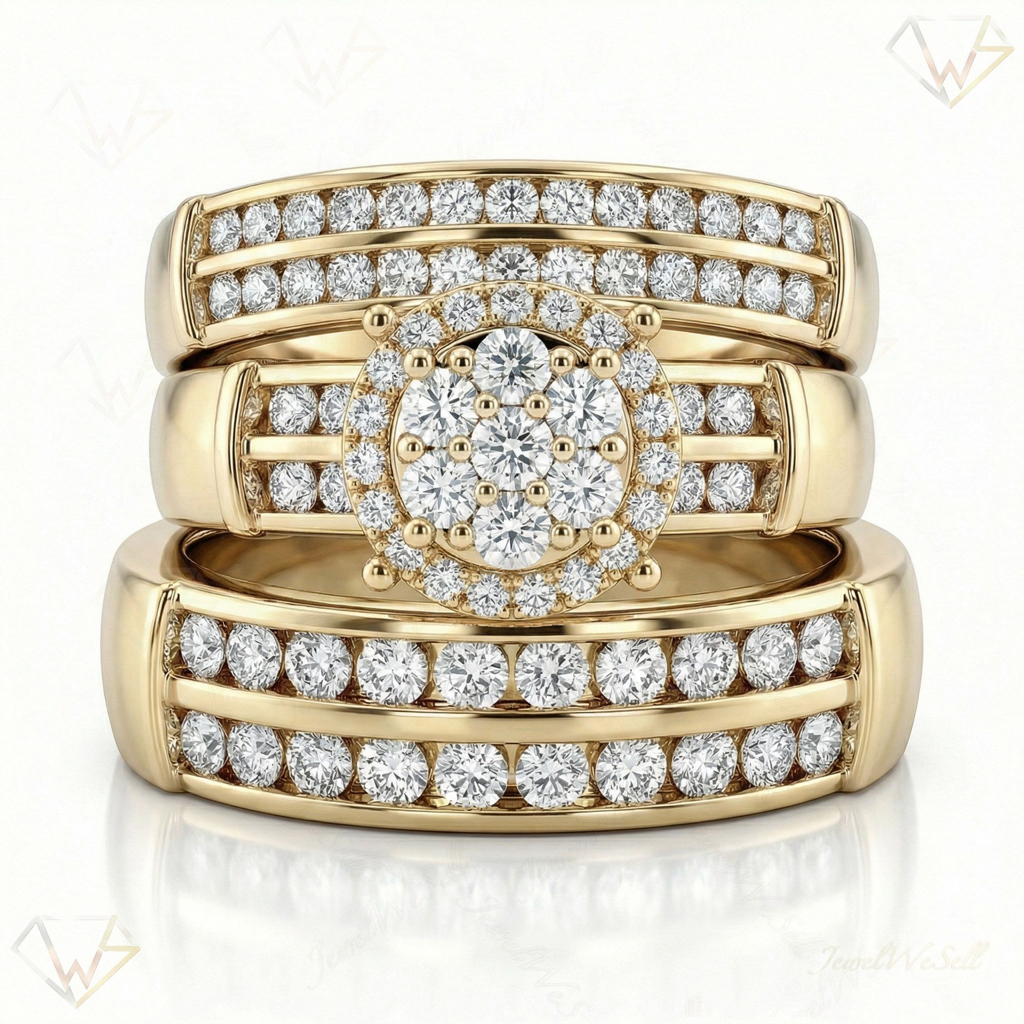 0.90 ct EF VS Lab Grown Diamond Trio Set in 10k Yellow Gold _ Sz0775 102295