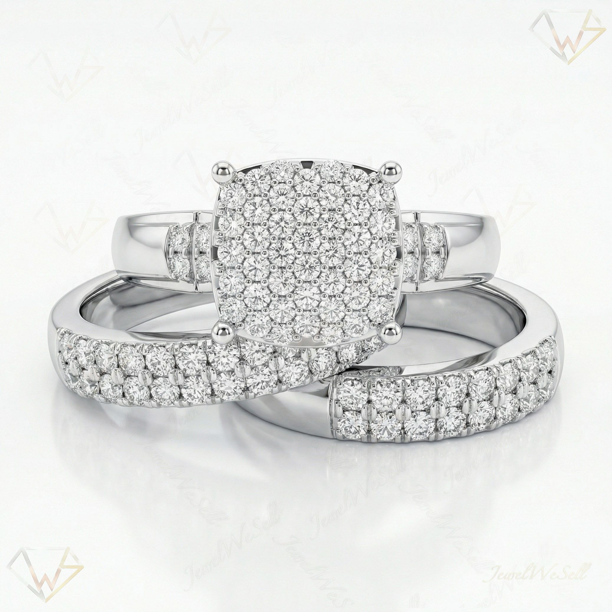 0.90 ct EF VS Lab Grown Diamond Trio Set in 10k White Gold _ Sz0500 102300