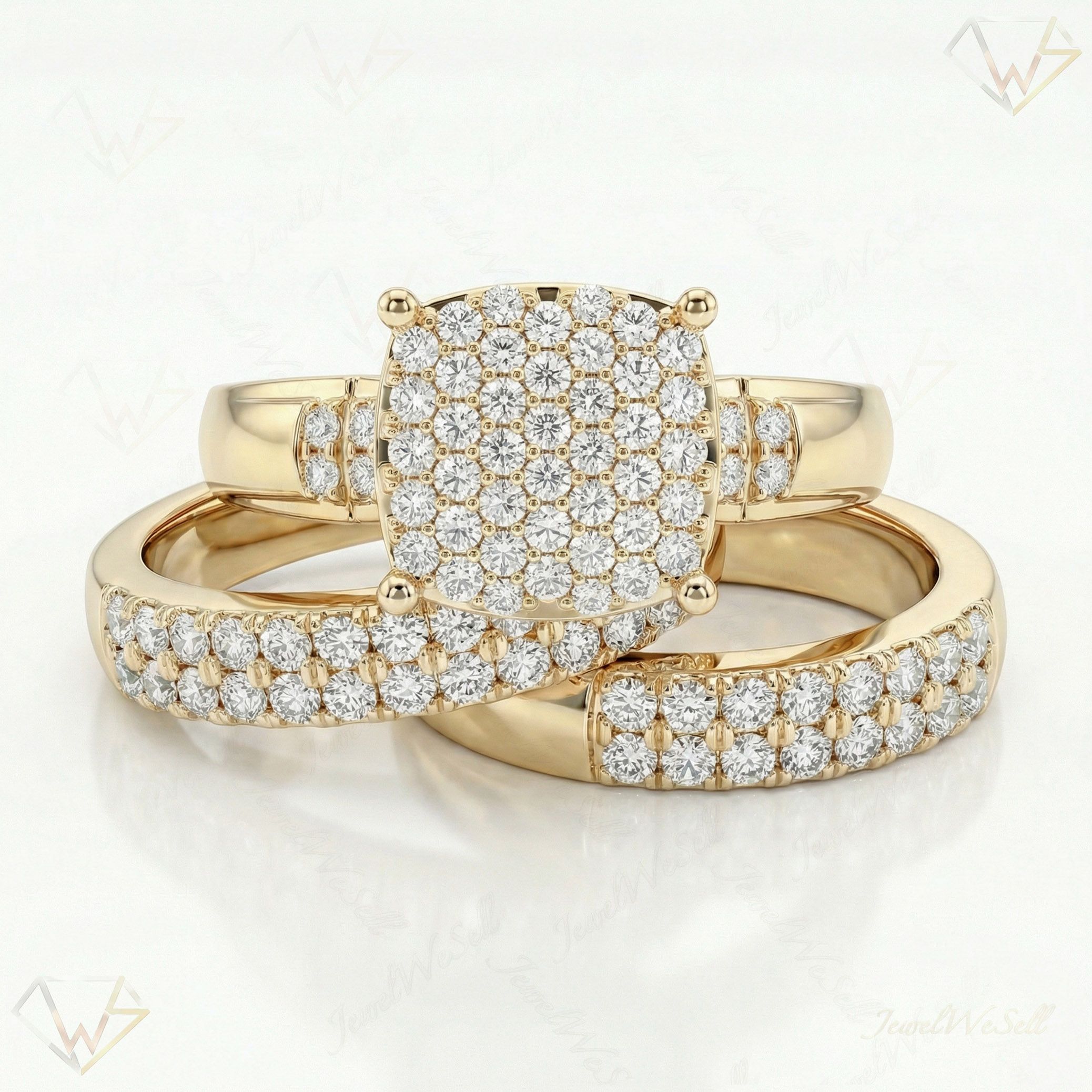 0.90 ct EF VS Lab Grown Diamond Trio Set in 10k Yellow Gold _ Sz0425 102300