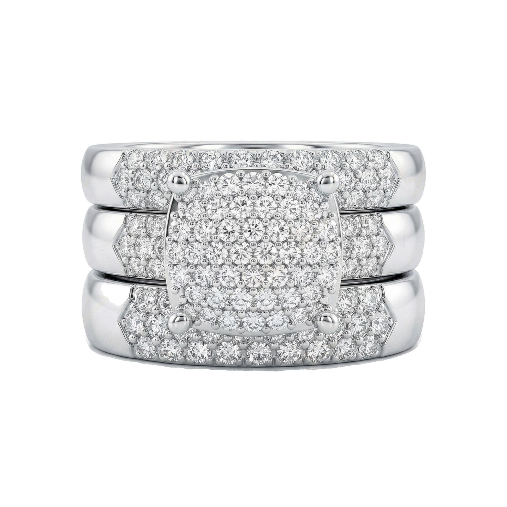 0.90 ct EF VS Moissanite Trio Set in 925 Sterling SIlver _ Sz0875 102301