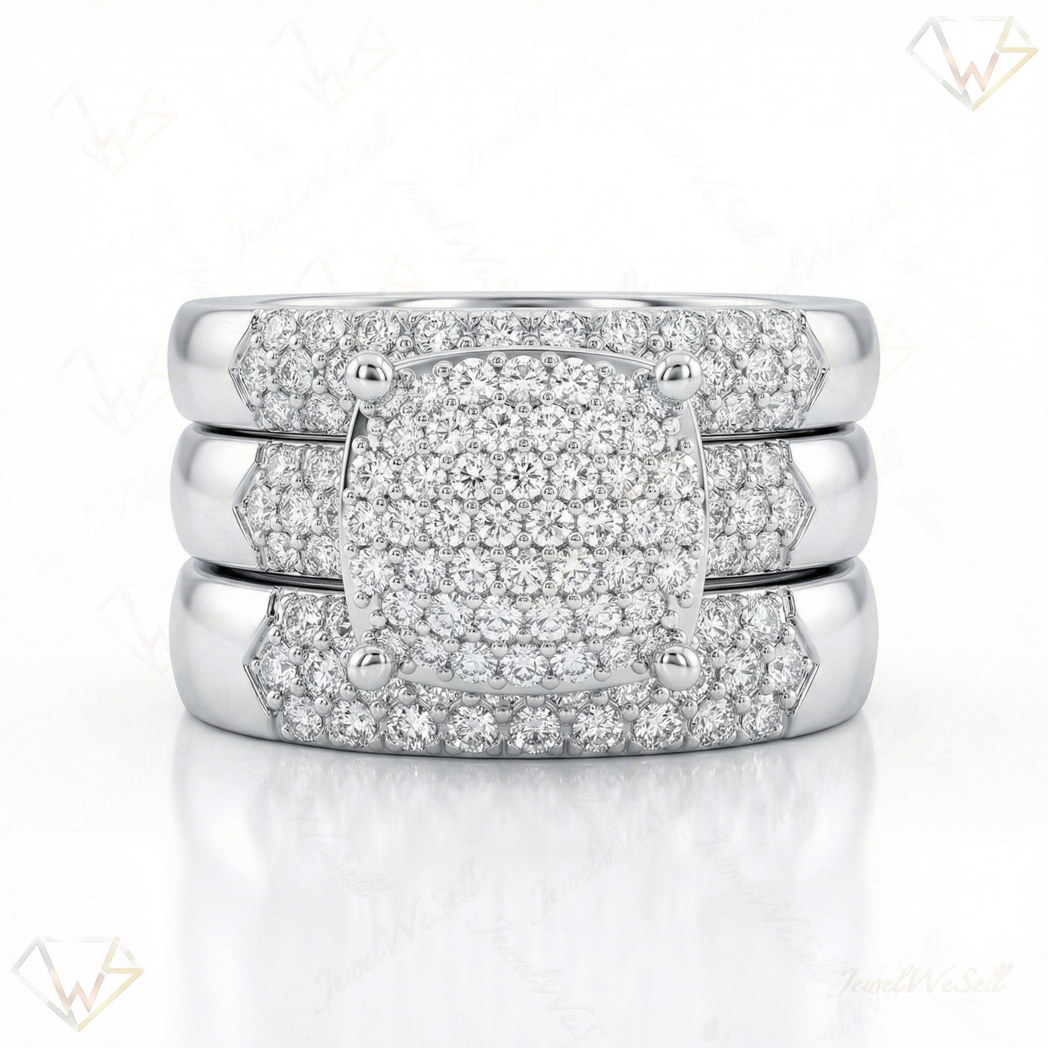 0.90 ct EF VS Lab Grown Diamond Trio Set in 10k White Gold _ Sz0500 102301