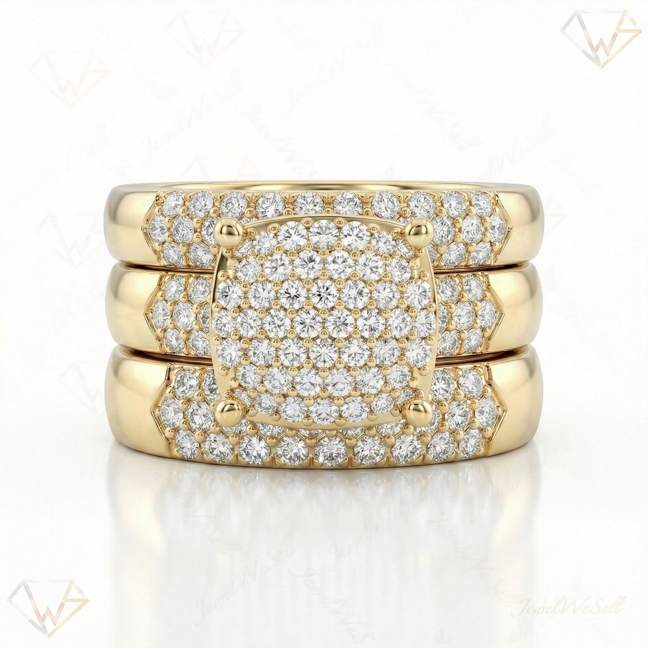 0.90 ct EF VS Lab Grown Diamond Trio Set in 14k Yellow Gold _ Sz0675 102301