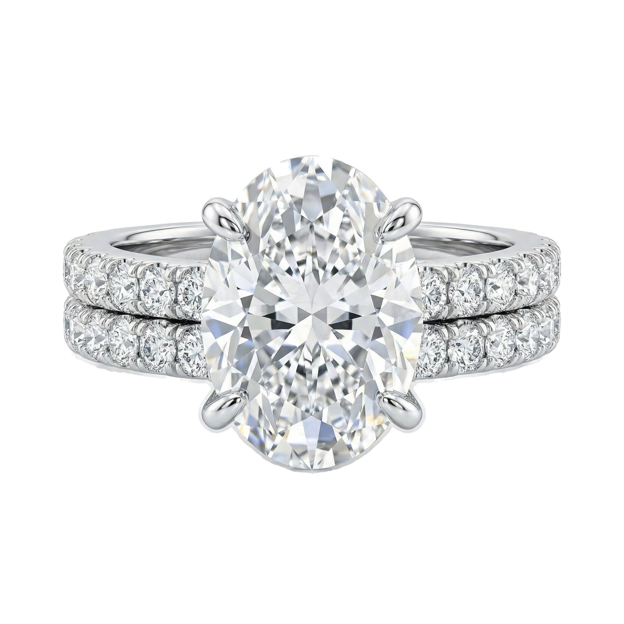 3.90 ct EF VS Lab Grown Diamond Solitaire with Accents Engagement Set in 10k White Gold _ Sz0650 102310