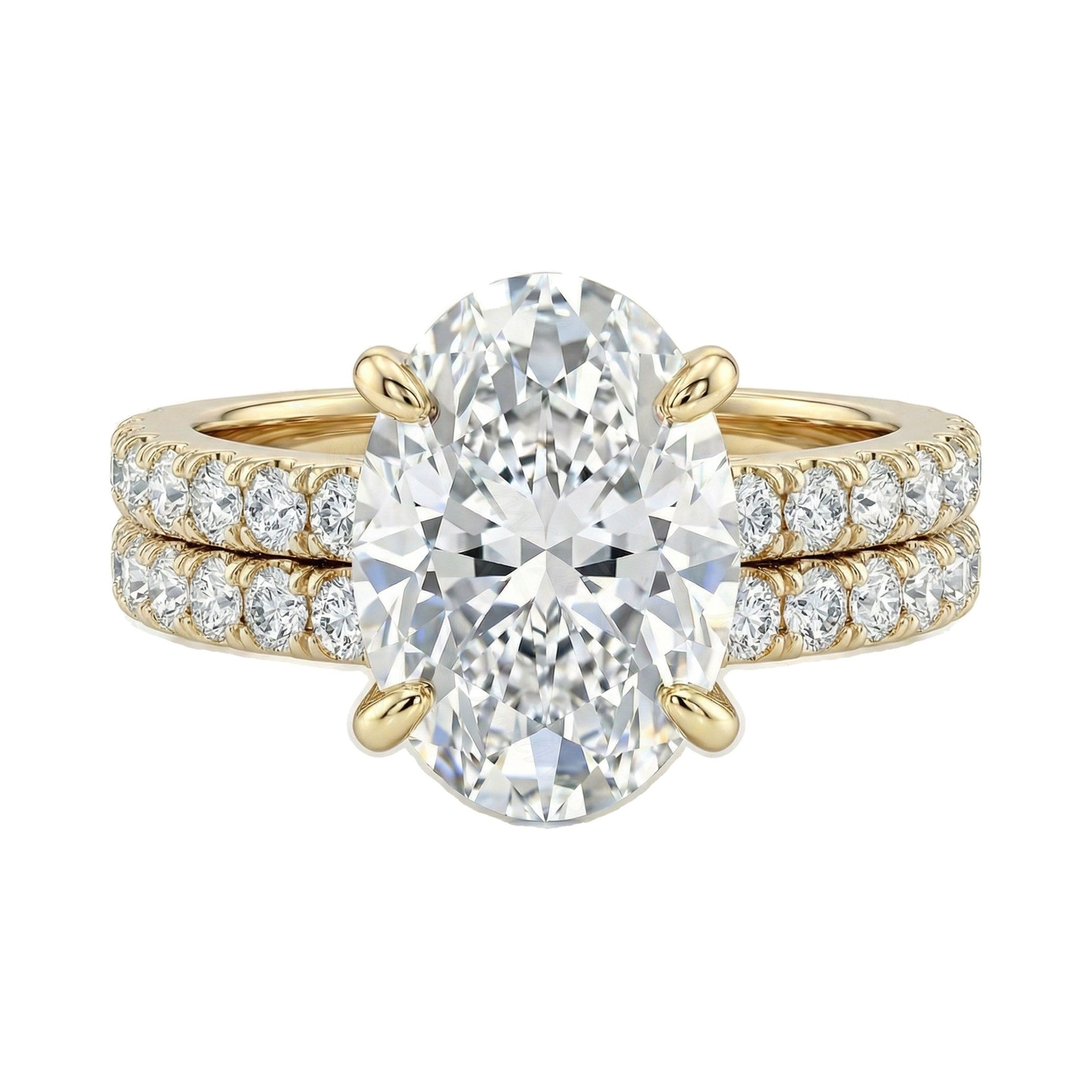 3.90 ct EF VS Lab Grown Diamond Solitaire with Accents Engagement Set in 14k Yellow Gold _ Sz0650 102310