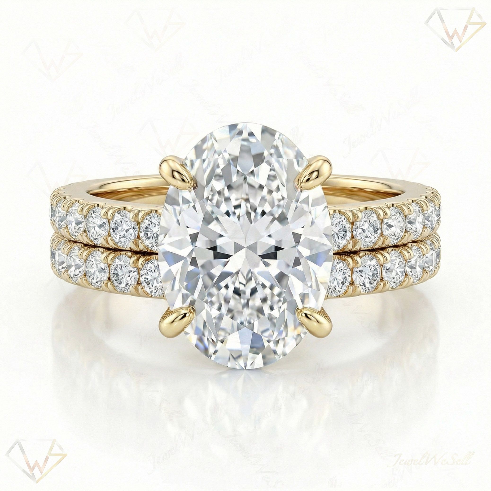 3.90 ct EF VS Lab Grown Diamond Solitaire with Accents Engagement Set in 14k Yellow Gold _ Sz0425 102310