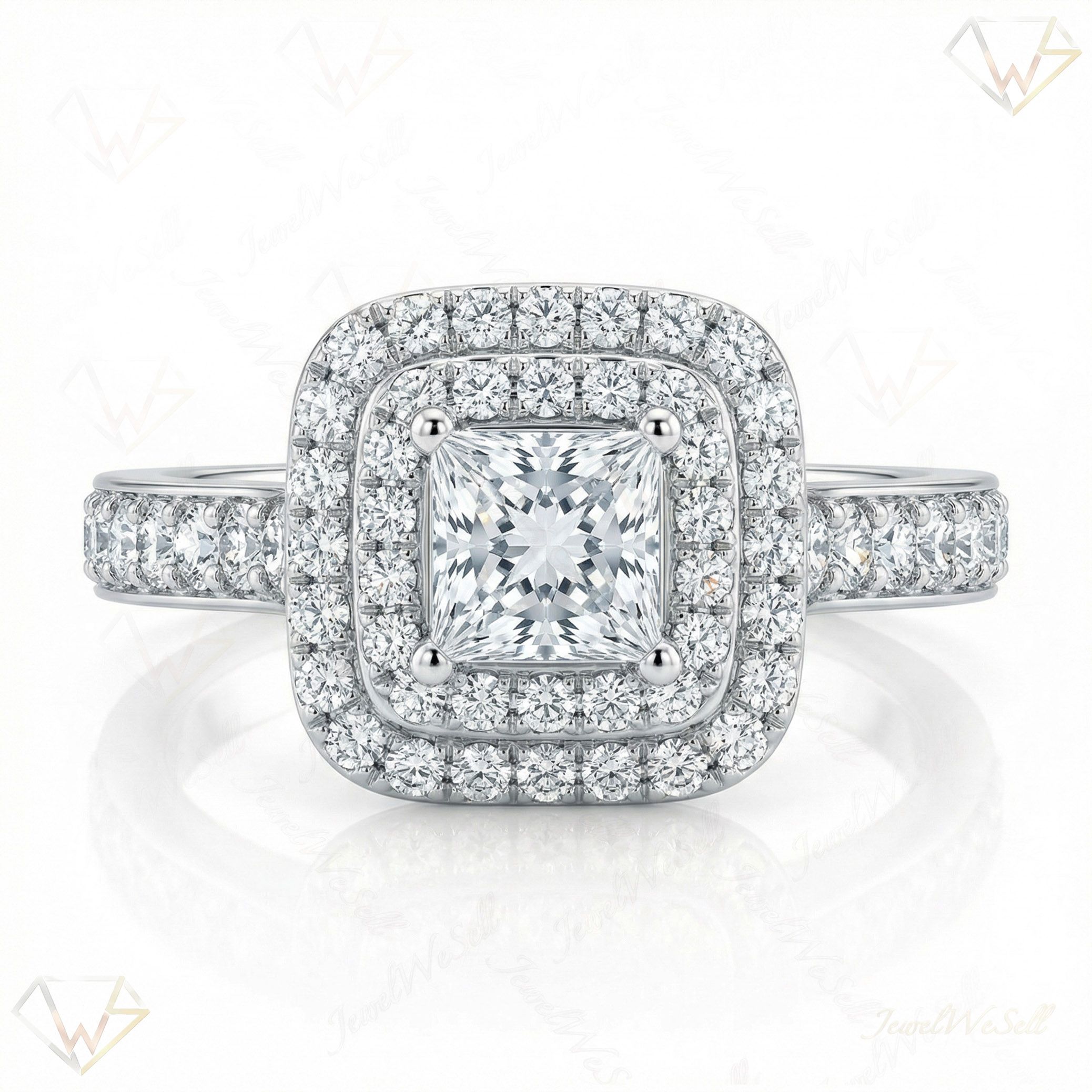 1.00 ct EF VS Moissanite Halo Engagement Ring in 925 Sterling SIlver _ Sz0550 102318
