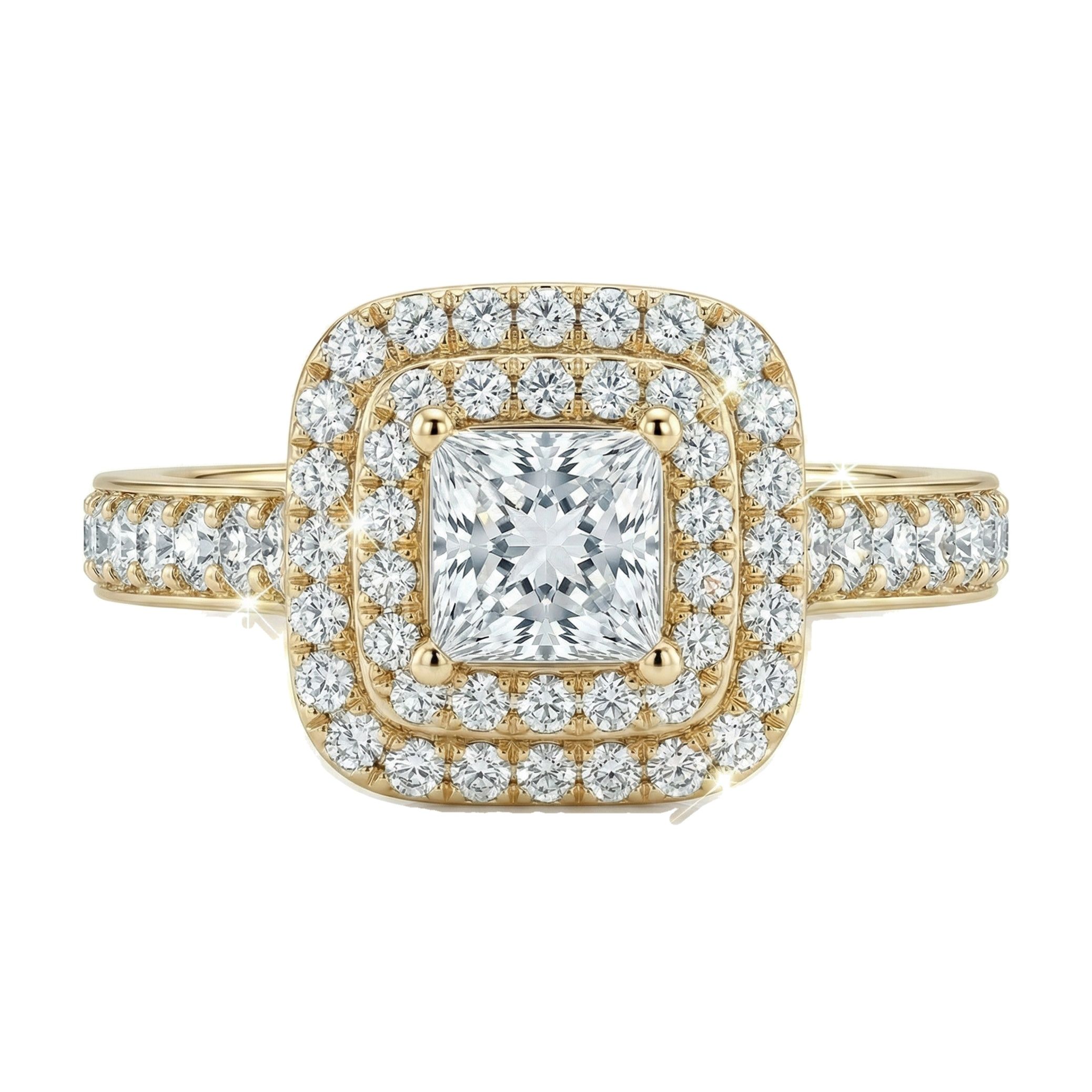 1.00 ct EF VS Lab Grown Diamond Halo Engagement Ring in 10k Yellow Gold _ Sz0875 102318