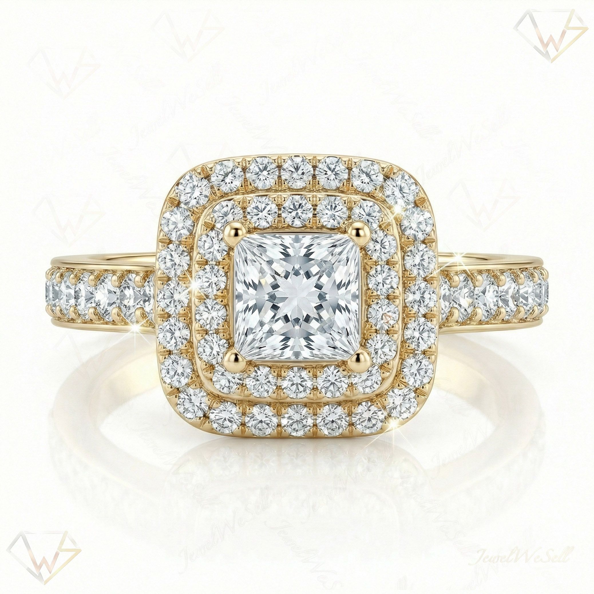 1.00 ct EF VS Lab Grown Diamond Halo Engagement Ring in 14k Yellow Gold _ Sz0650 102318