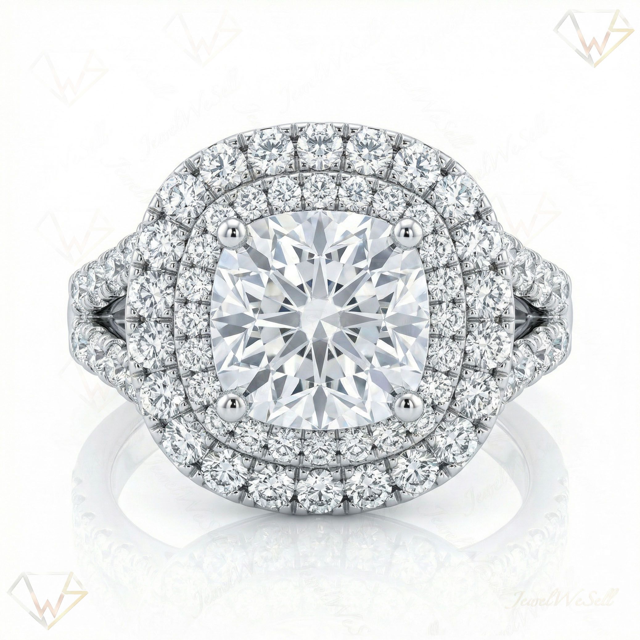 4.40 ct EF VS Lab Grown Diamond Halo Engagement Ring in 10k White Gold _ Sz0475 102350