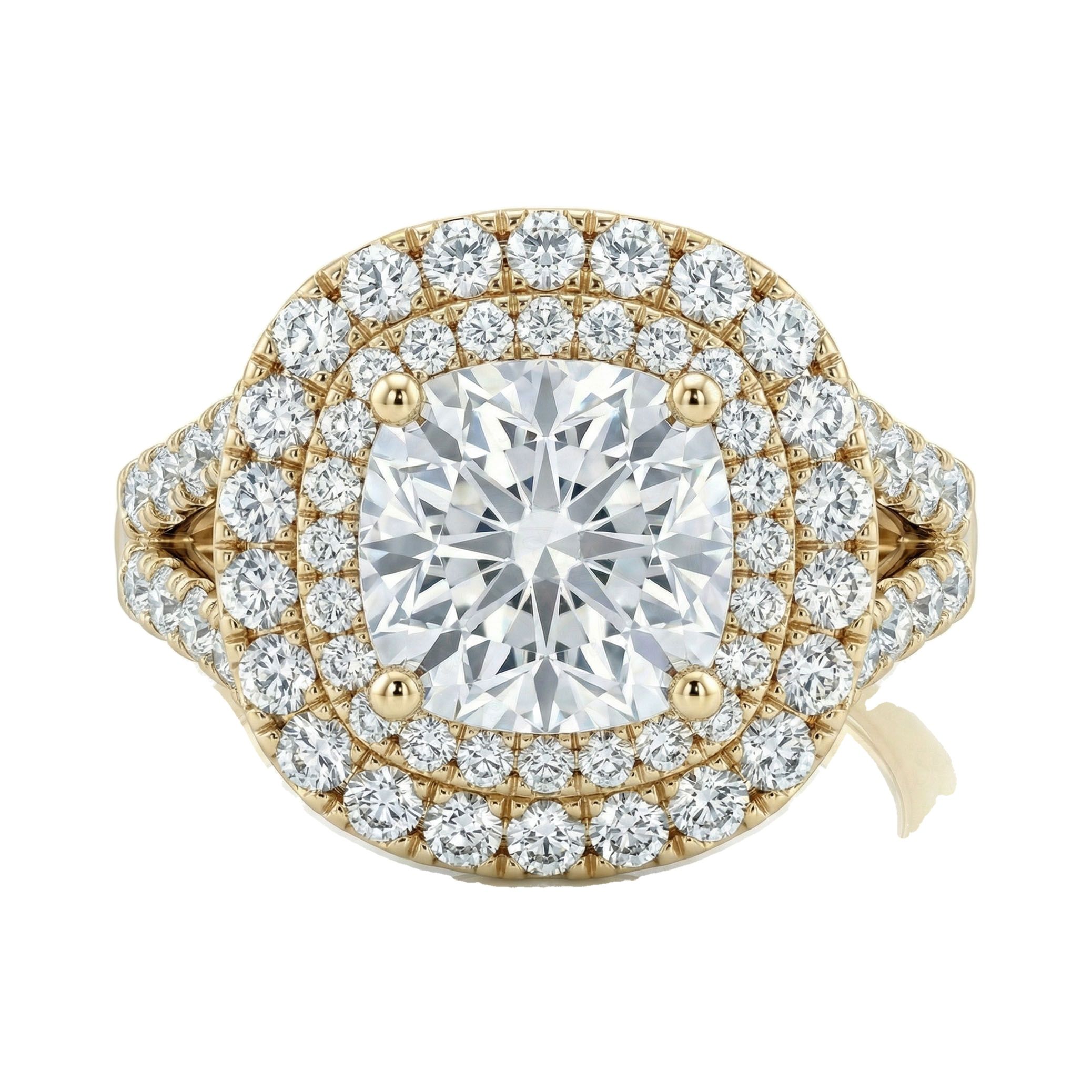 4.40 ct EF VS Lab Grown Diamond Halo Engagement Ring in 14k Yellow Gold _ Sz0575 102350