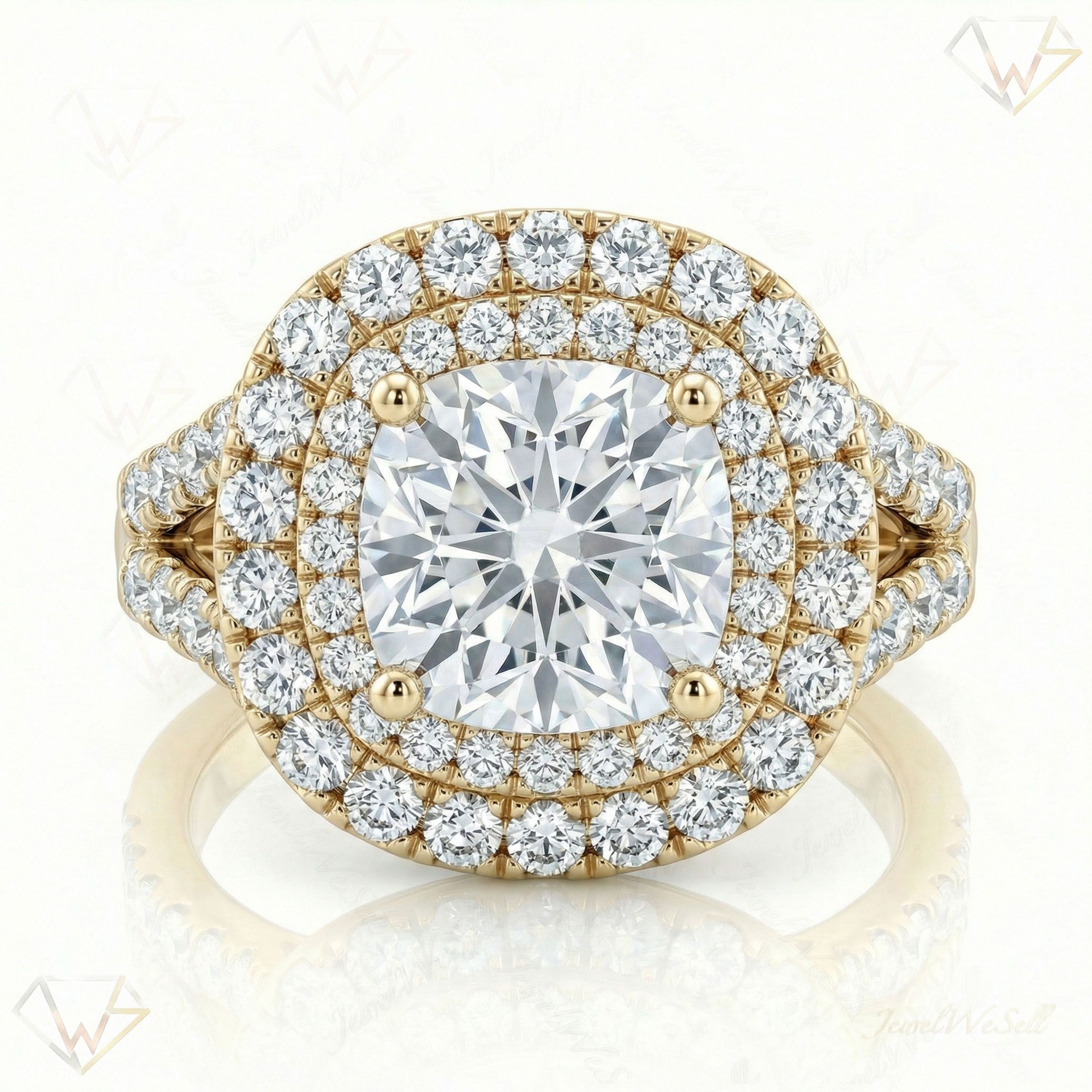 4.40 ct EF VS Lab Grown Diamond Halo Engagement Ring in 10k Yellow Gold _ Sz0500 102350