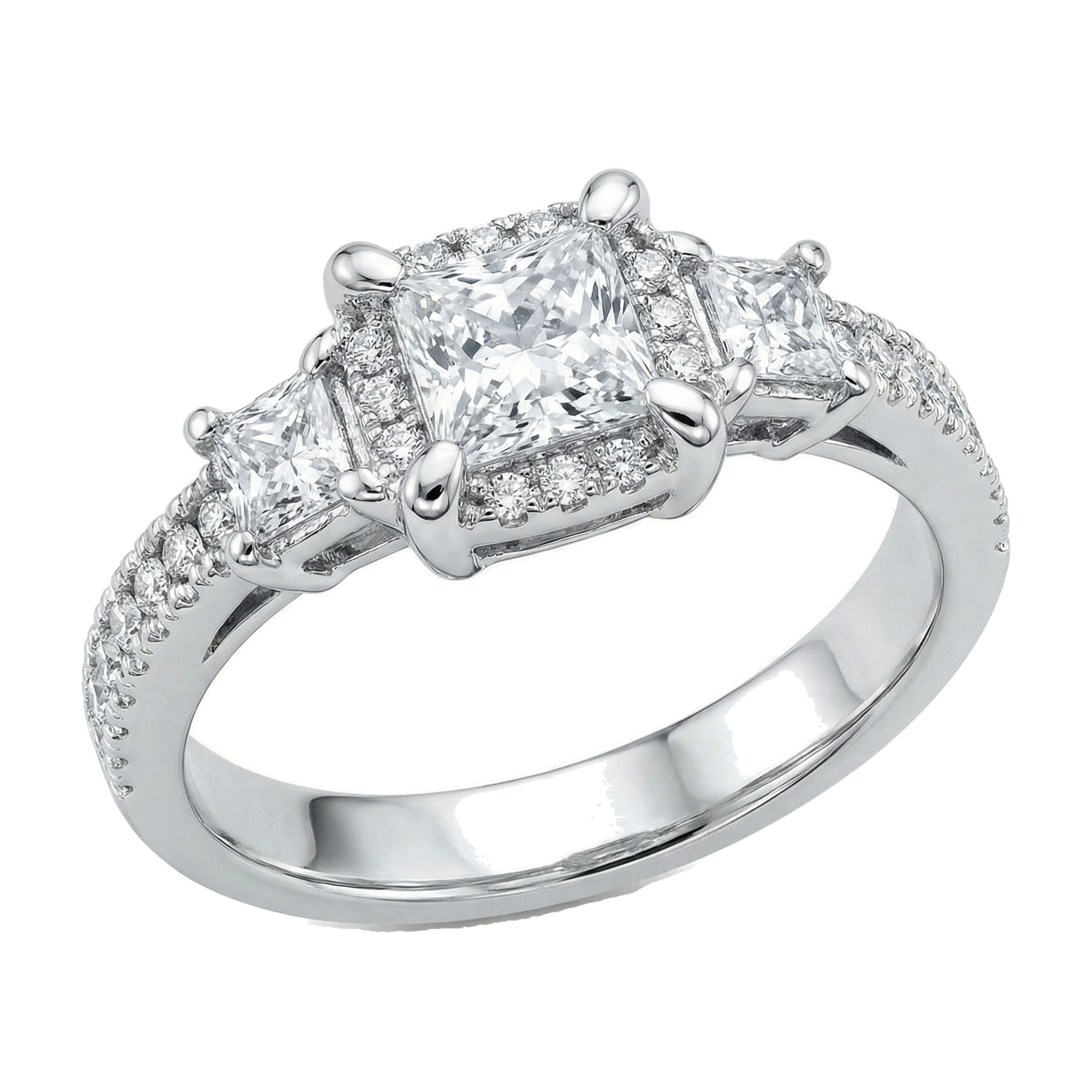 0.80 ct EF VS Lab Grown Diamond Three Stone Engagement Ring in 14k White Gold _ Sz0875 102351
