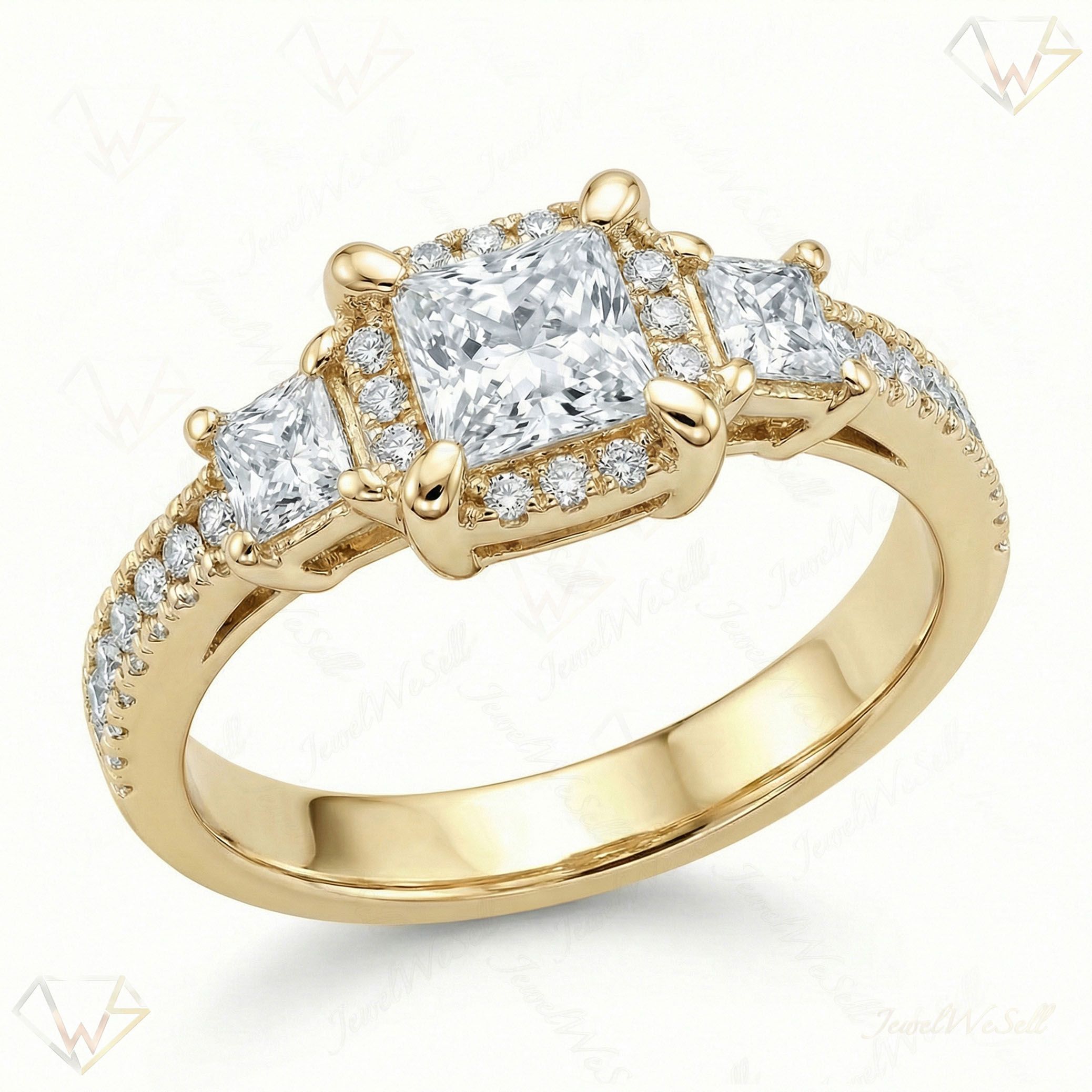 0.80 ct EF VS Lab Grown Diamond Three Stone Engagement Ring in 10k Yellow Gold _ Sz0800 102351