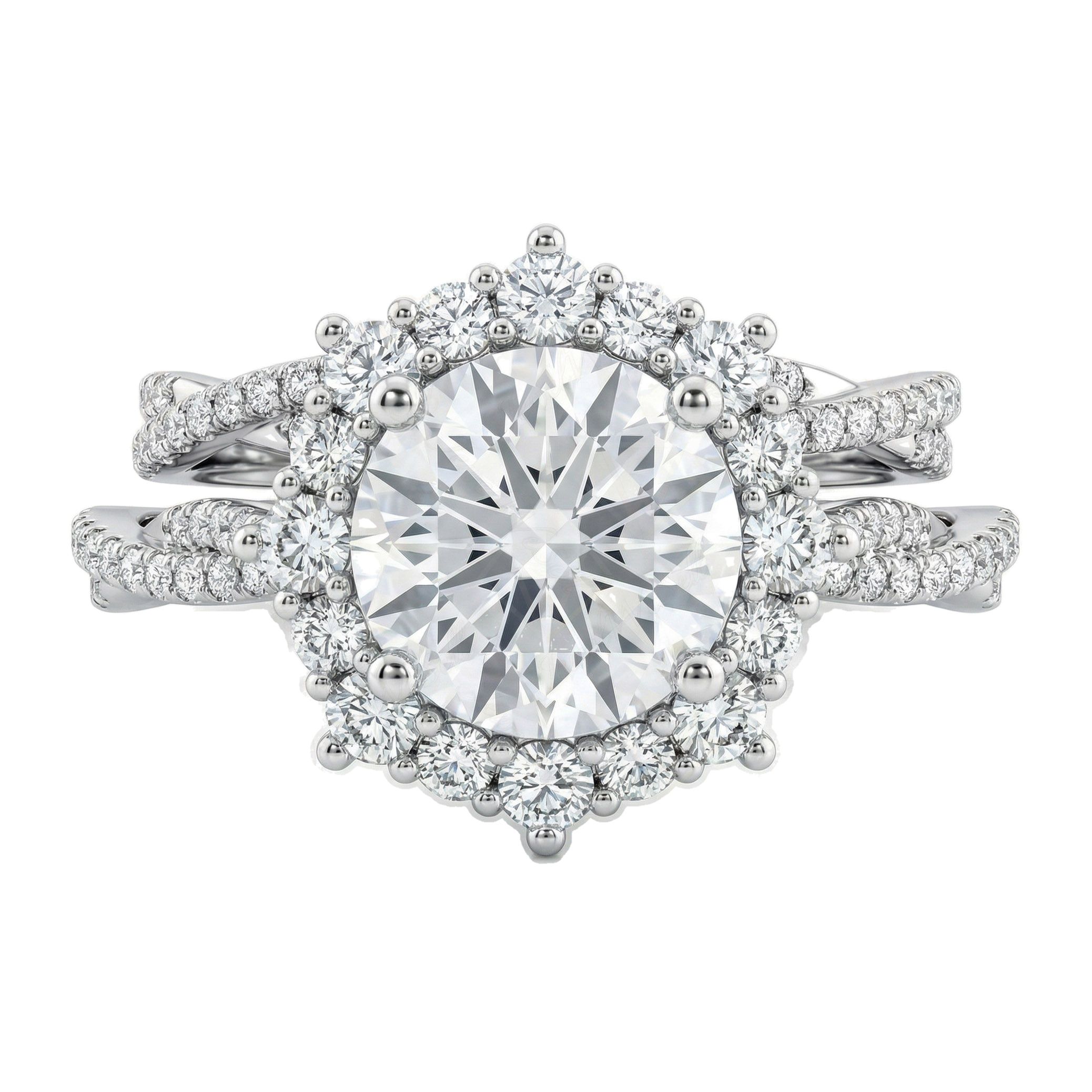 3.60 ct EF VS Lab Grown Diamond Halo Engagement Set in 10k White Gold _ Sz0625 102359