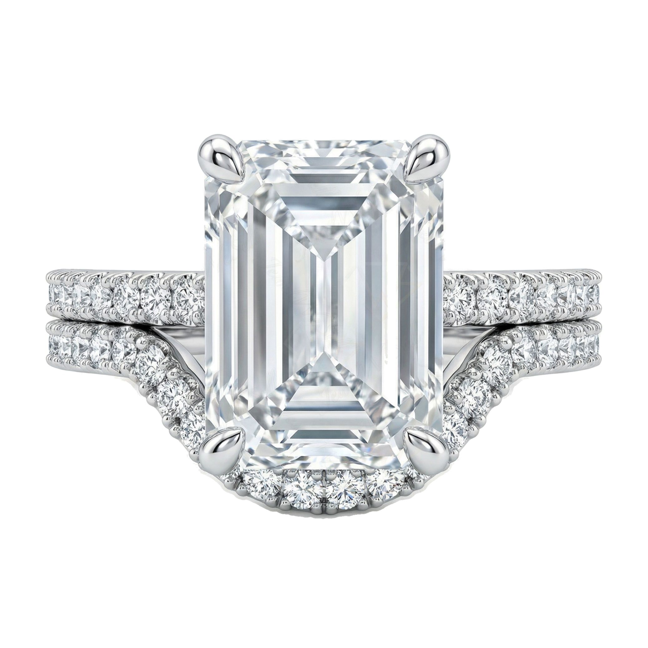 6.00 ct EF VS Moissanite Solitaire with Accents Engagement Set in 925 Sterling SIlver _ Sz0875 102603