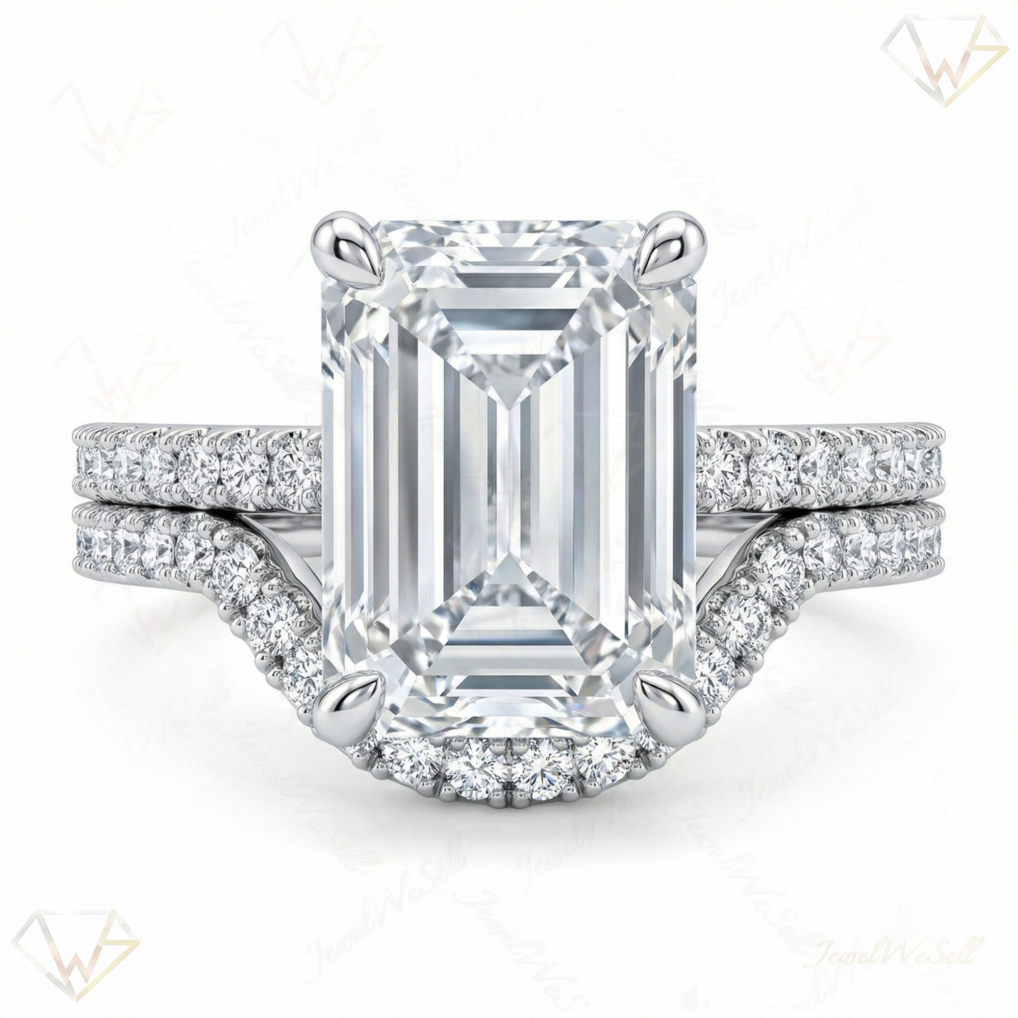6.00 ct EF VS Lab Grown Diamond Solitaire with Accents Engagement Set in 10k White Gold _ Sz0500 102603