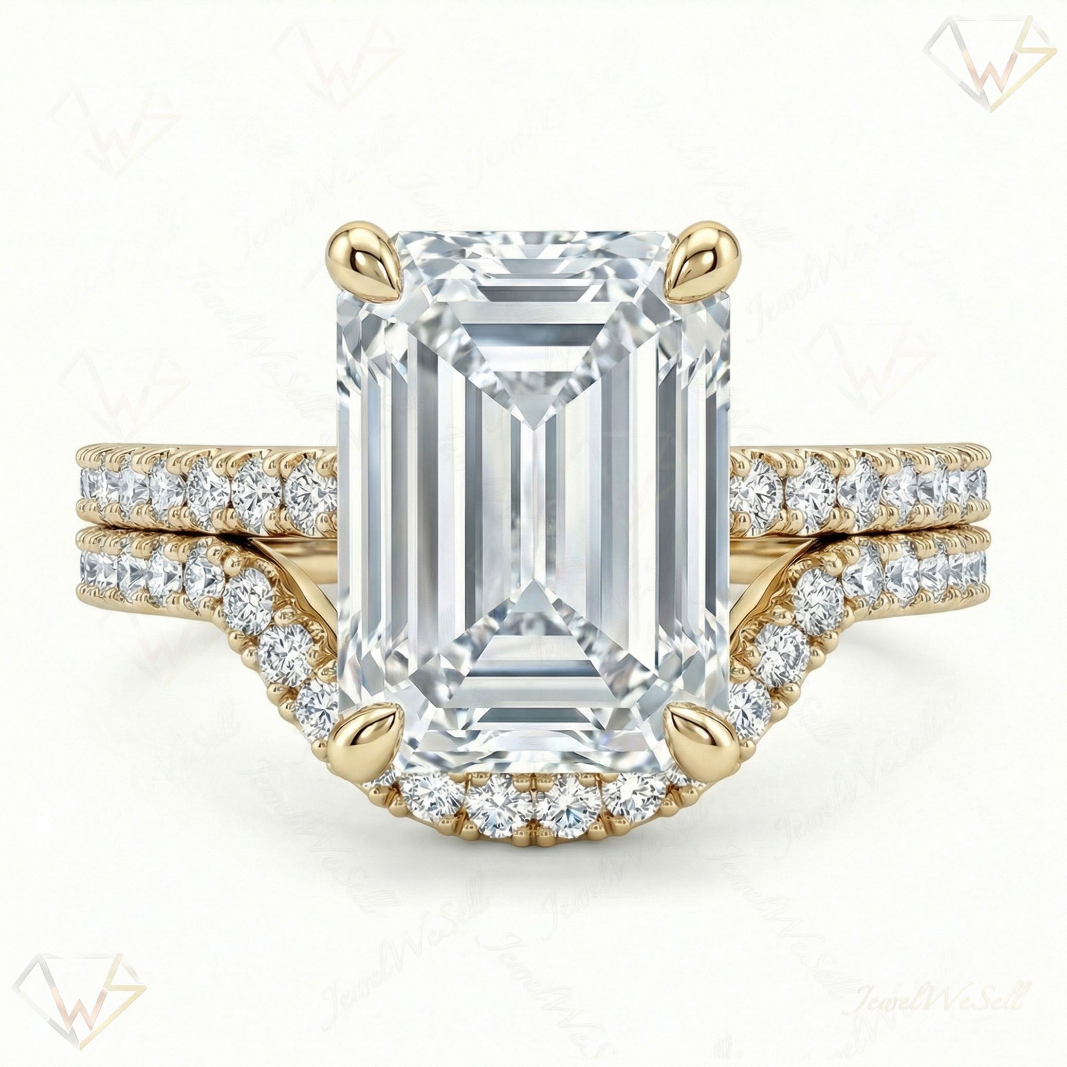 6.00 ct EF VS Lab Grown Diamond Solitaire with Accents Engagement Set in 14k Yellow Gold _ Sz0525 102603