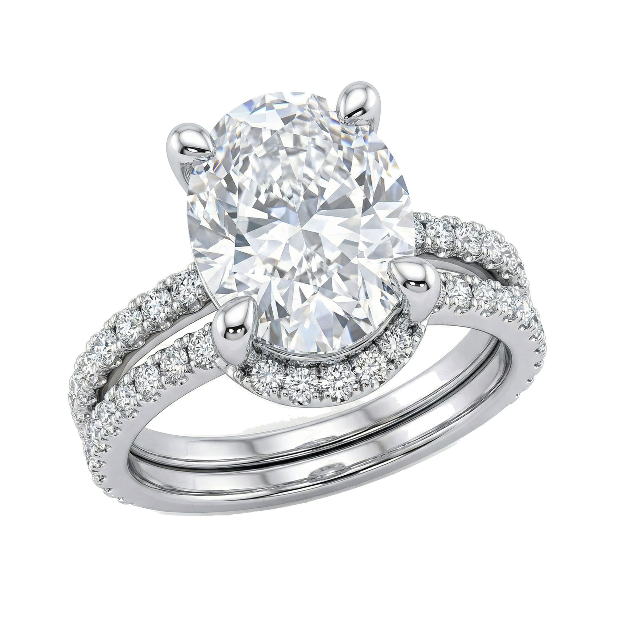4.00 ct EF VS Lab Grown Diamond Solitaire with Accents Engagement Set in 14k White Gold _ Sz0575 102605