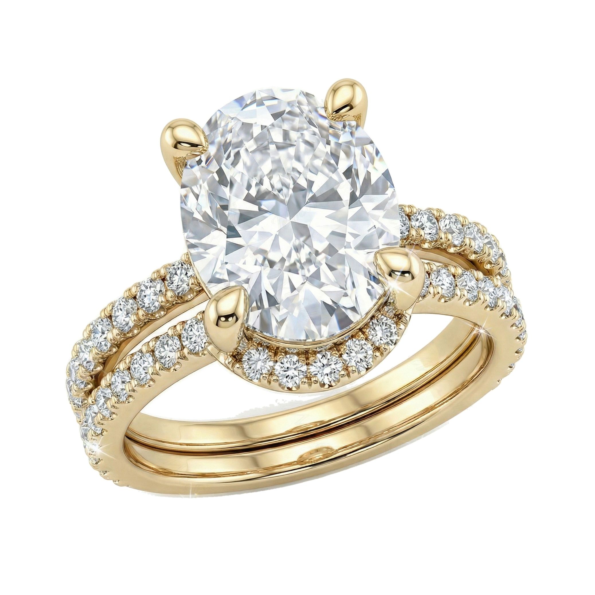 4.00 ct EF VS Lab Grown Diamond Solitaire with Accents Engagement Set in 10k Yellow Gold _ Sz0675 102605