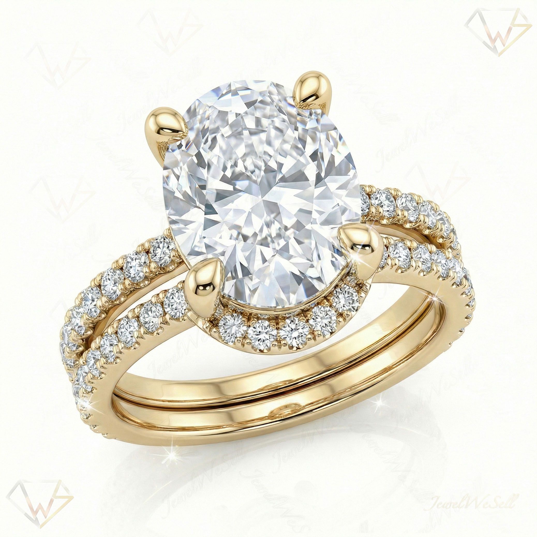 4.00 ct EF VS Lab Grown Diamond Solitaire with Accents Engagement Set in 10k Yellow Gold _ Sz0575 102605