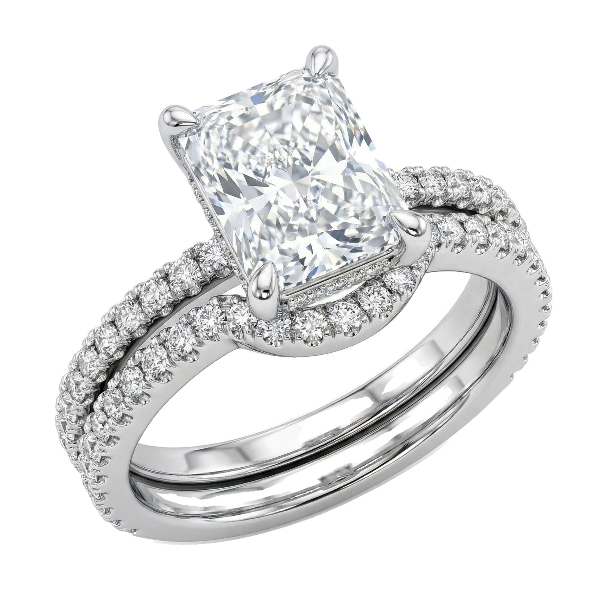 6.10 ct EF VS Lab Grown Diamond Solitaire with Accents Engagement Set in 10k White Gold _ Sz0450 102606